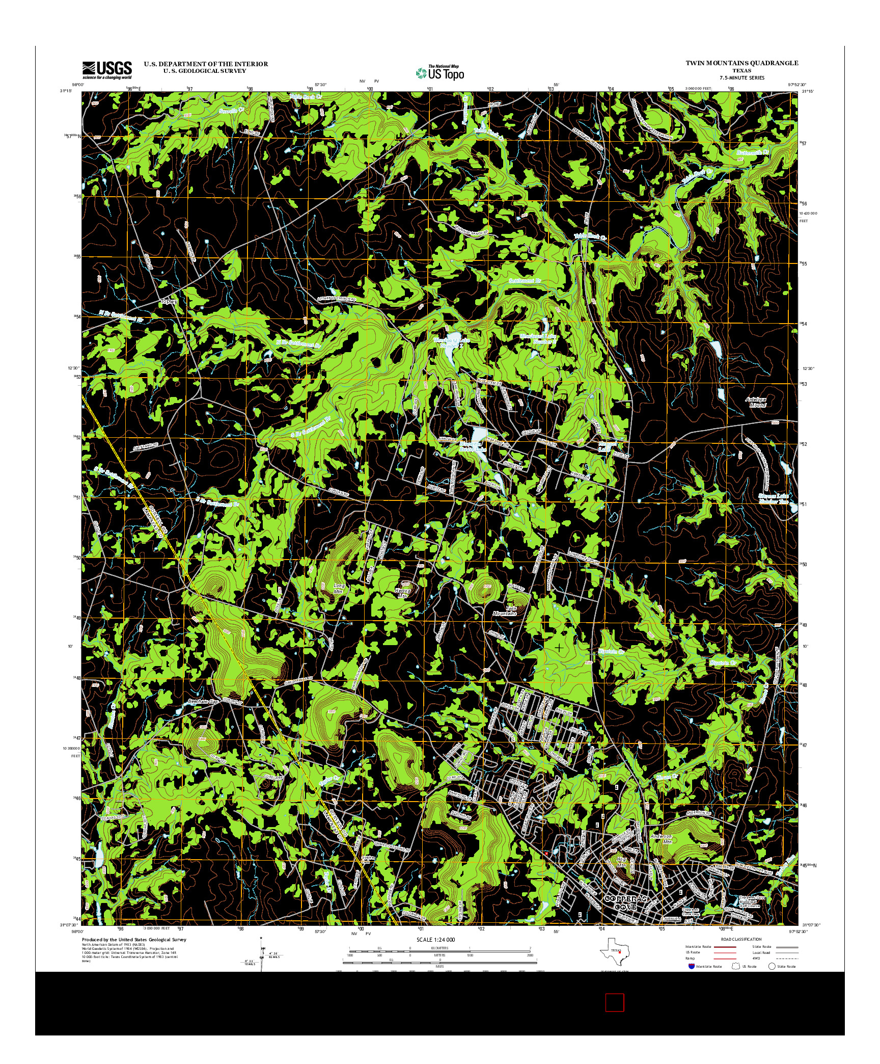 USGS US TOPO 7.5-MINUTE MAP FOR TWIN MOUNTAINS, TX 2012