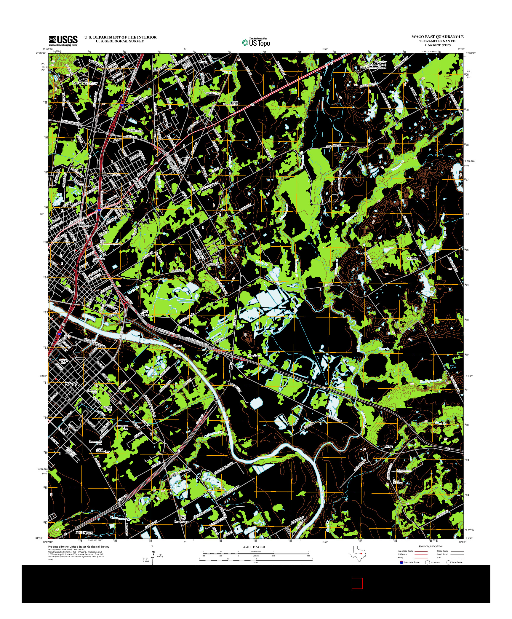 USGS US TOPO 7.5-MINUTE MAP FOR WACO EAST, TX 2012