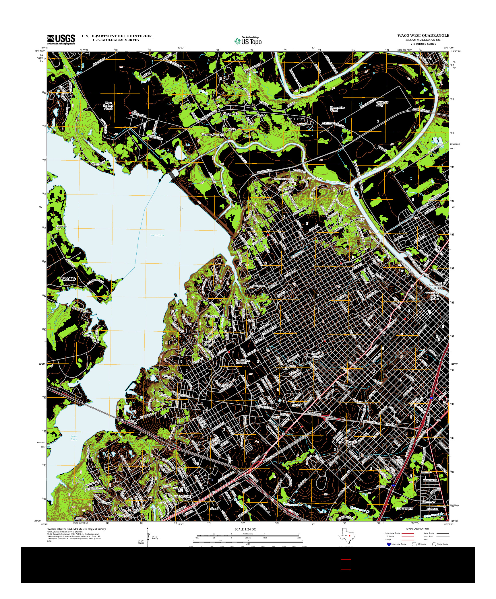 USGS US TOPO 7.5-MINUTE MAP FOR WACO WEST, TX 2012