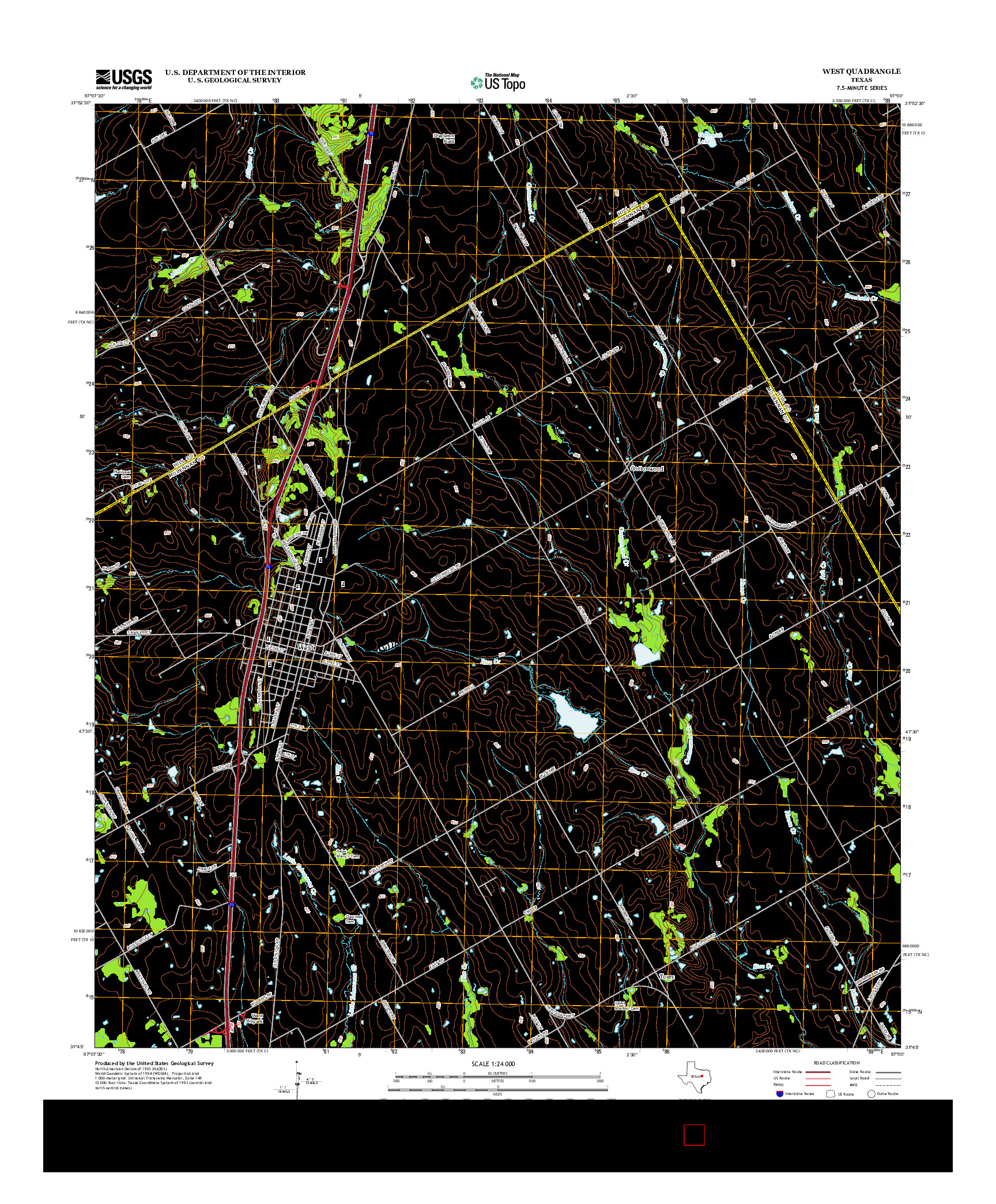 USGS US TOPO 7.5-MINUTE MAP FOR WEST, TX 2012