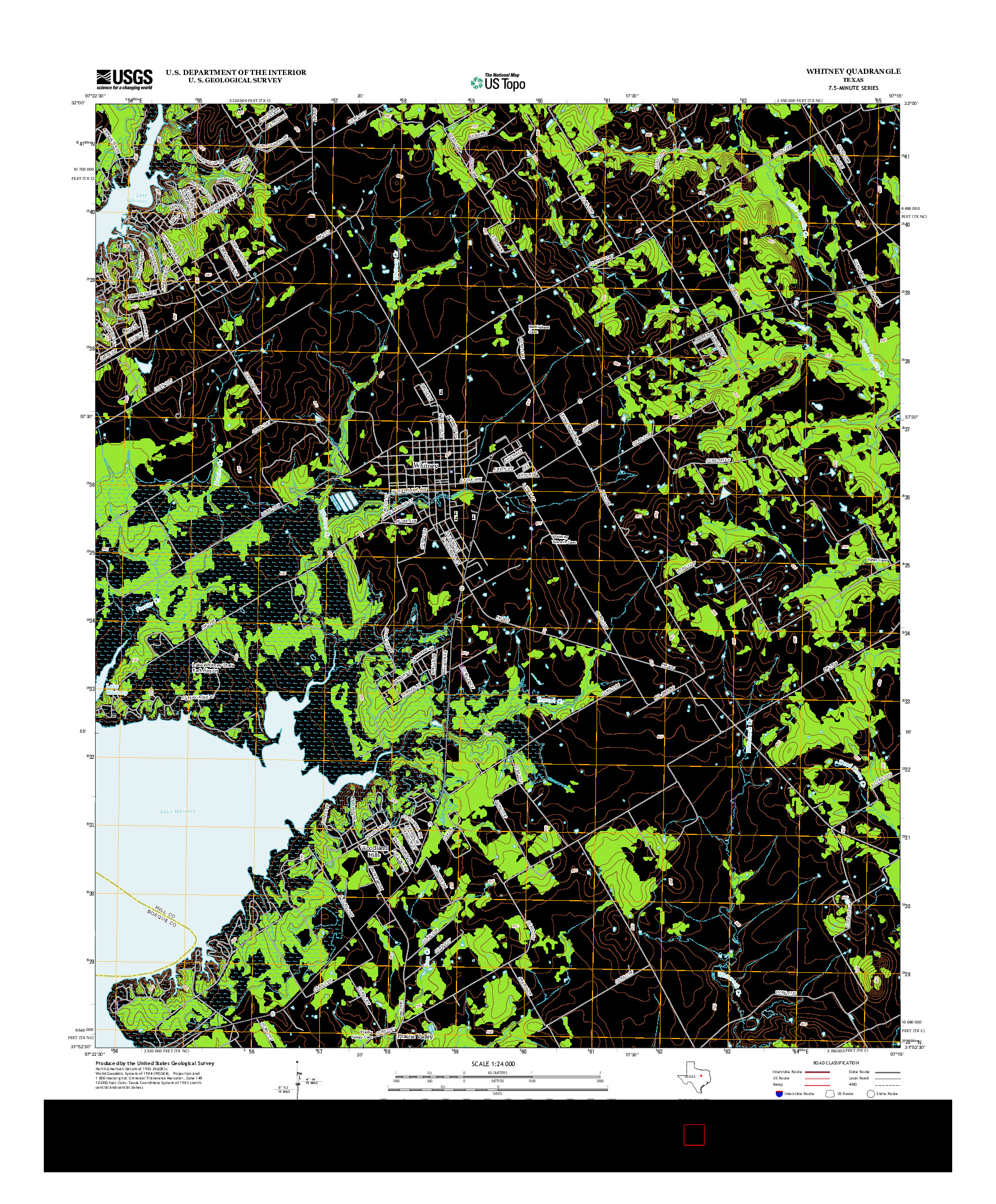 USGS US TOPO 7.5-MINUTE MAP FOR WHITNEY, TX 2012