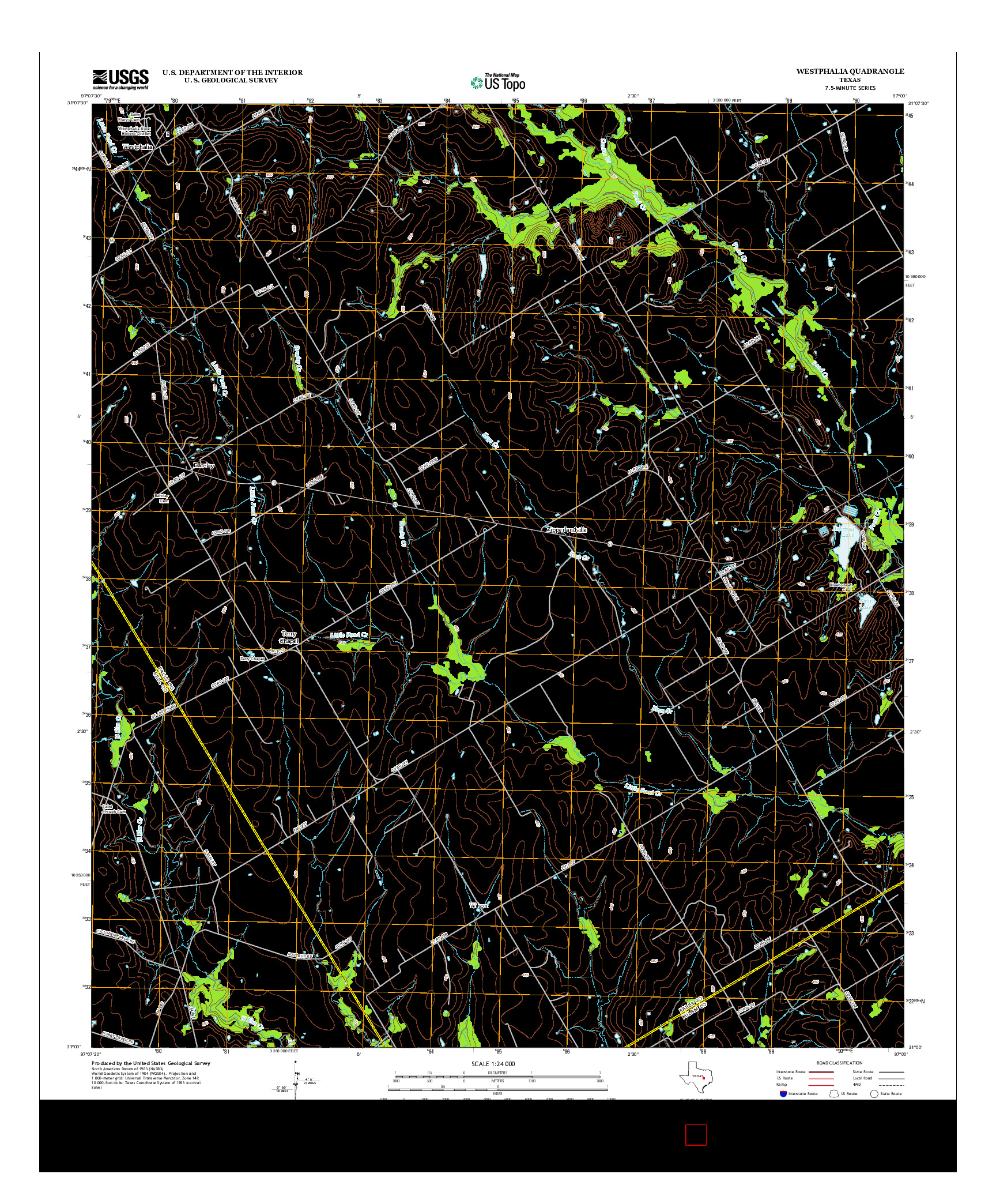 USGS US TOPO 7.5-MINUTE MAP FOR WESTPHALIA, TX 2012