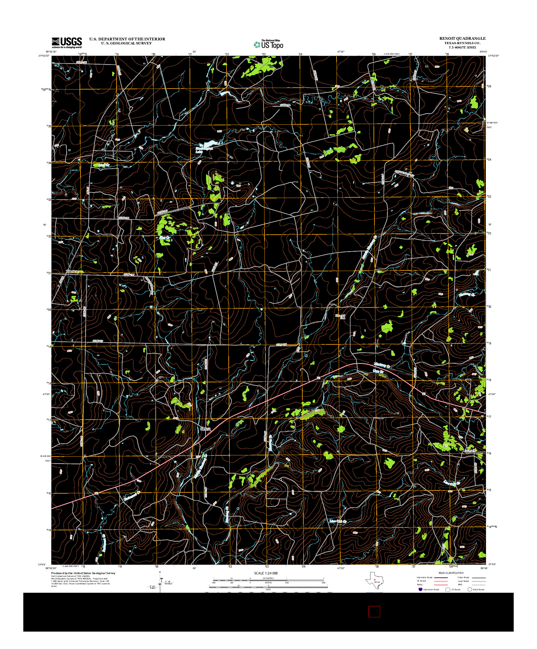 USGS US TOPO 7.5-MINUTE MAP FOR BENOIT, TX 2012
