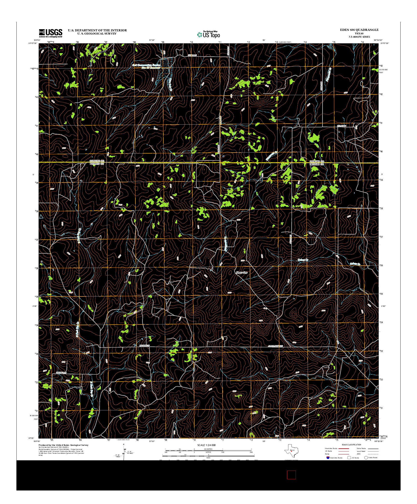 USGS US TOPO 7.5-MINUTE MAP FOR EDEN SW, TX 2012