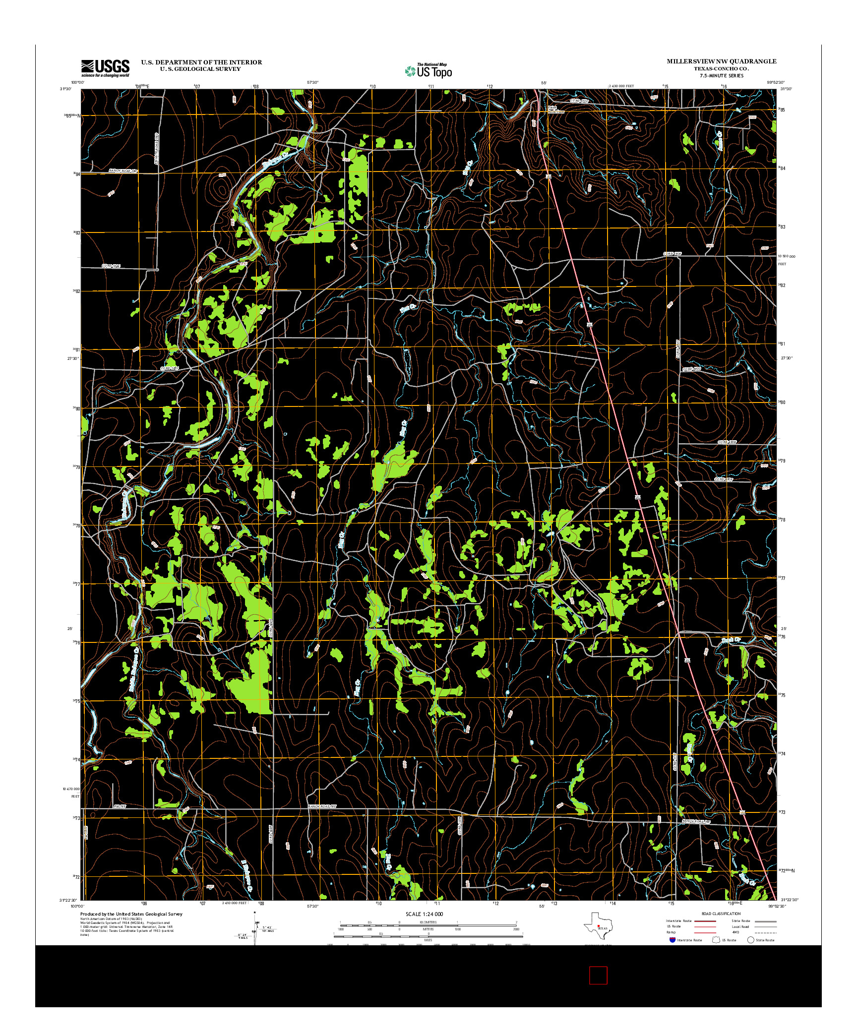 USGS US TOPO 7.5-MINUTE MAP FOR MILLERSVIEW NW, TX 2012