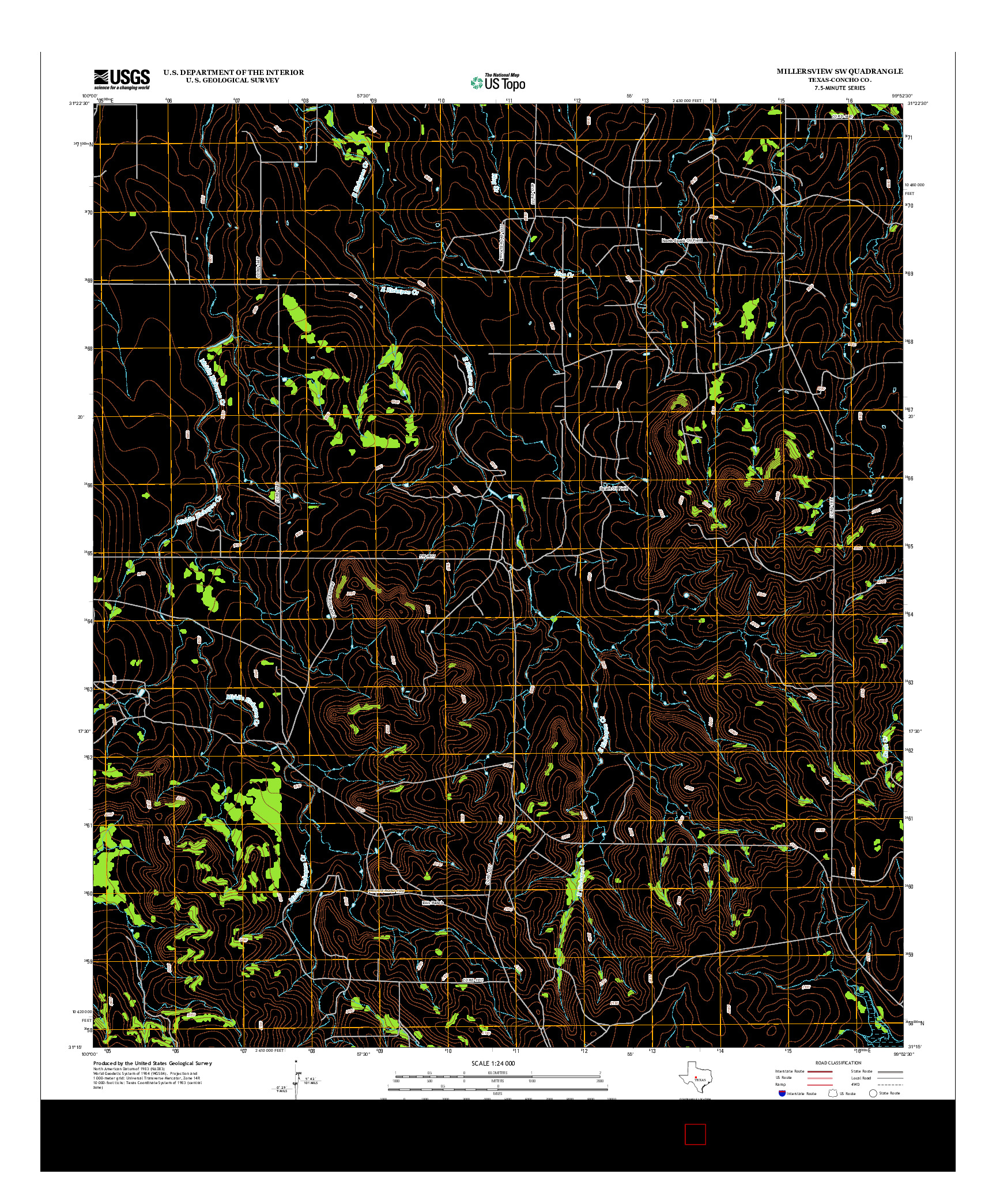 USGS US TOPO 7.5-MINUTE MAP FOR MILLERSVIEW SW, TX 2012