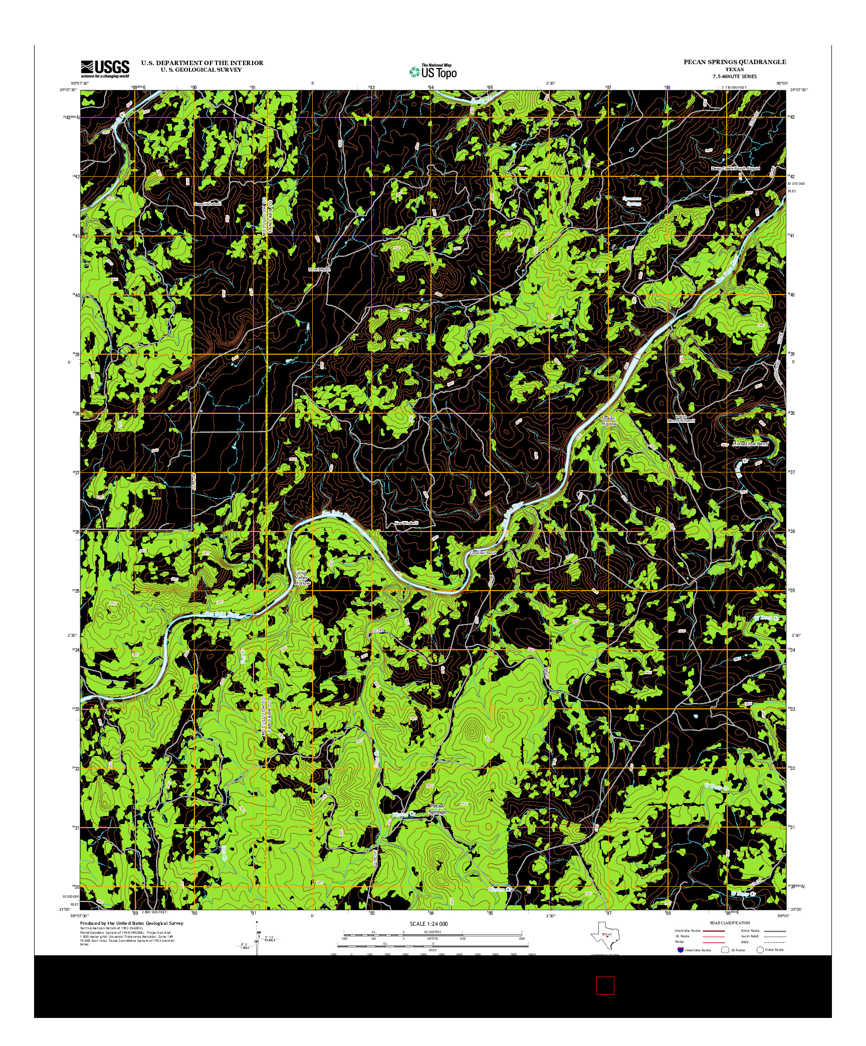 USGS US TOPO 7.5-MINUTE MAP FOR PECAN SPRINGS, TX 2012