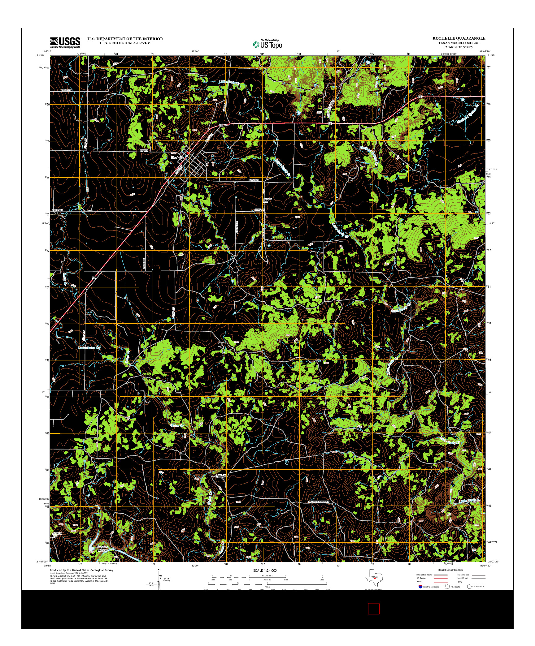 USGS US TOPO 7.5-MINUTE MAP FOR ROCHELLE, TX 2012