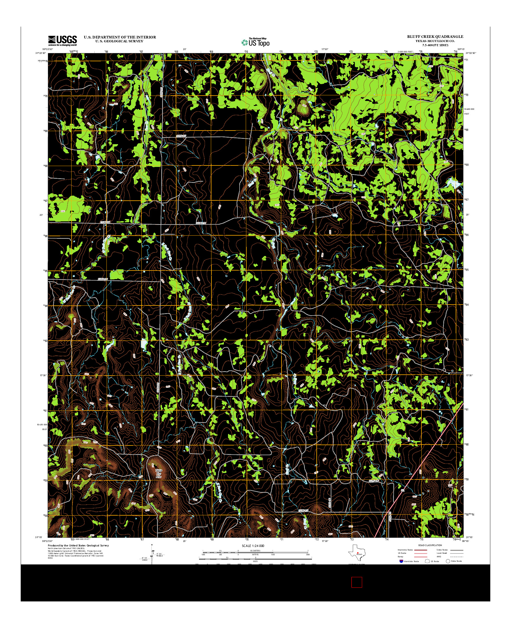 USGS US TOPO 7.5-MINUTE MAP FOR BLUFF CREEK, TX 2012