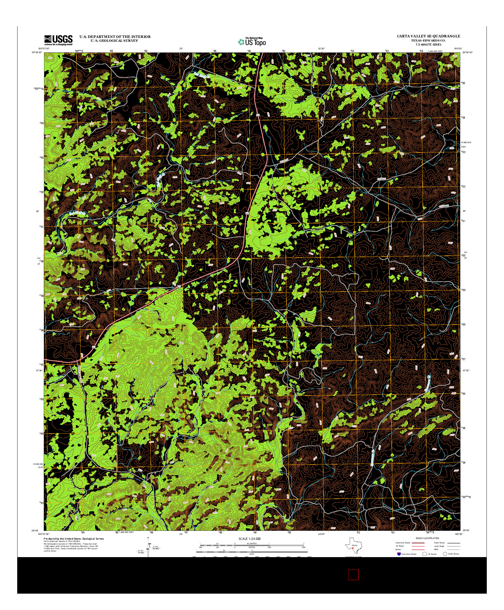 USGS US TOPO 7.5-MINUTE MAP FOR CARTA VALLEY SE, TX 2012