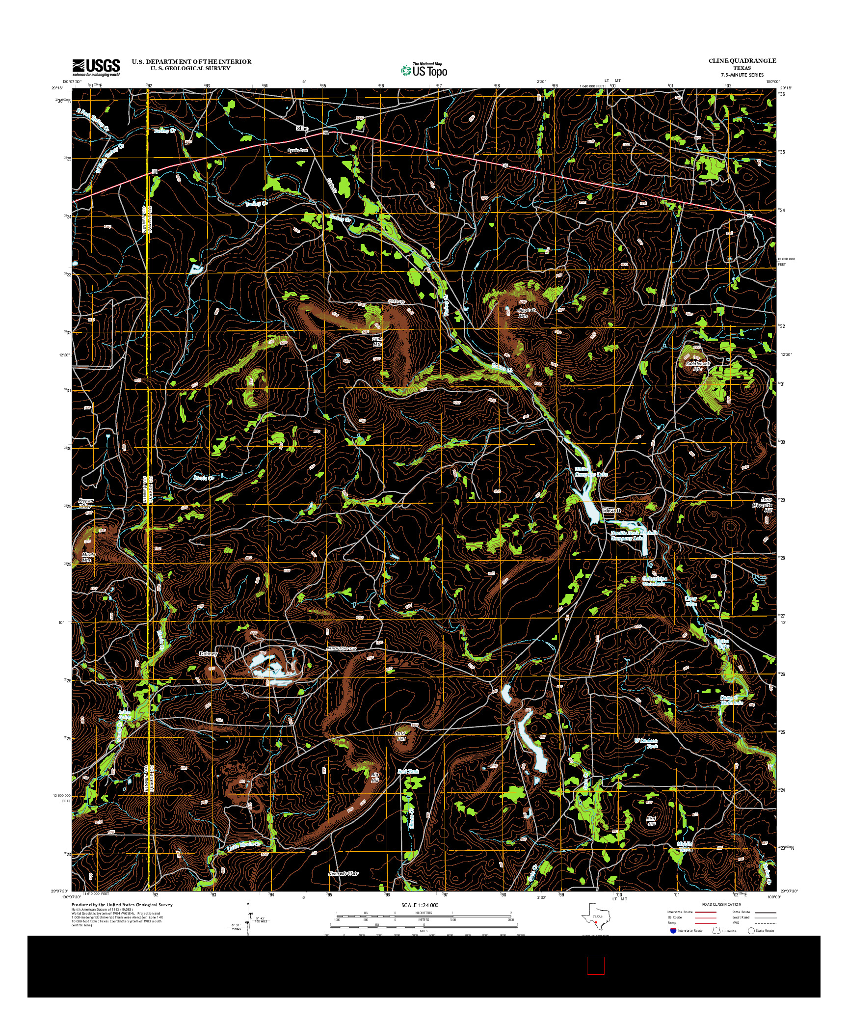 USGS US TOPO 7.5-MINUTE MAP FOR CLINE, TX 2012
