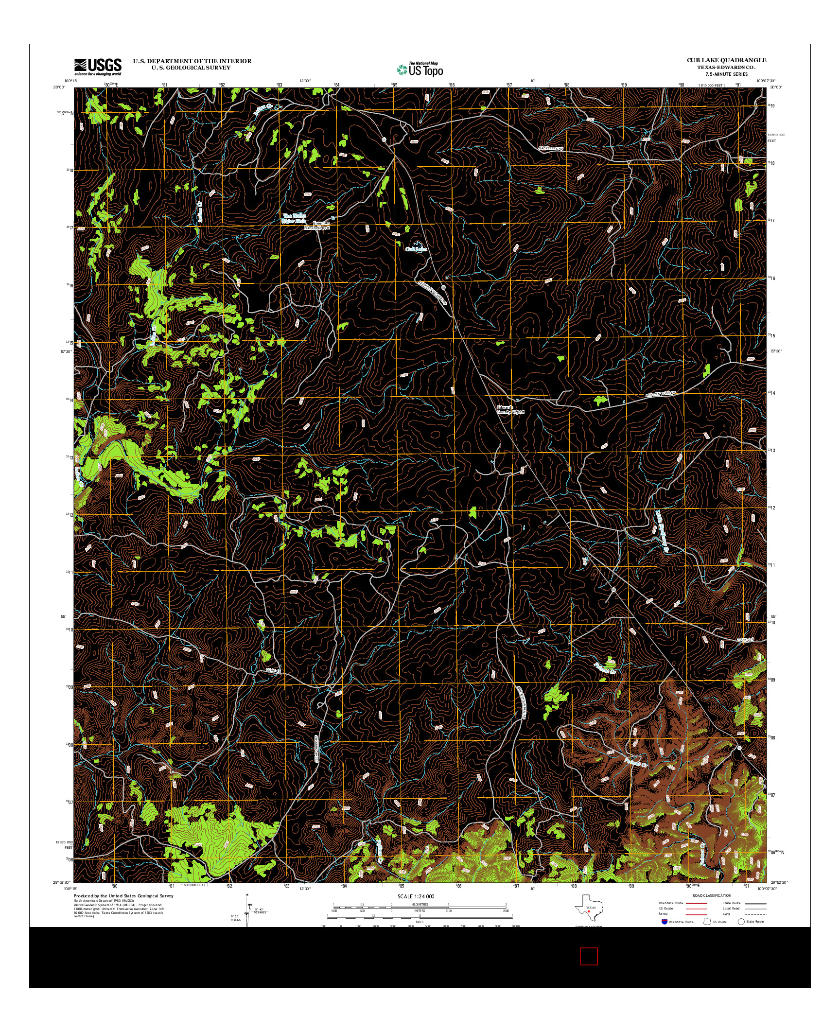 USGS US TOPO 7.5-MINUTE MAP FOR CUB LAKE, TX 2012