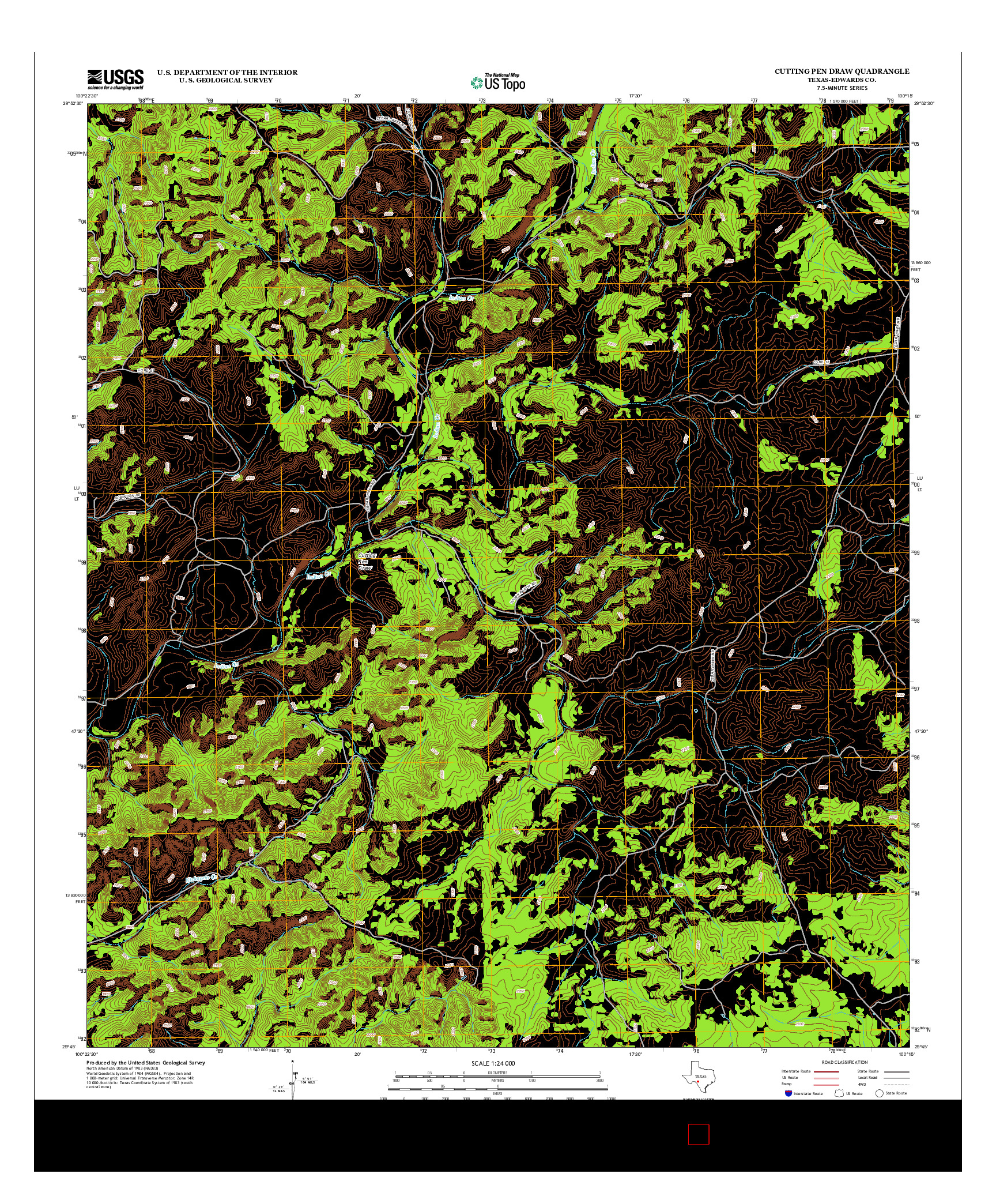 USGS US TOPO 7.5-MINUTE MAP FOR CUTTING PEN DRAW, TX 2012