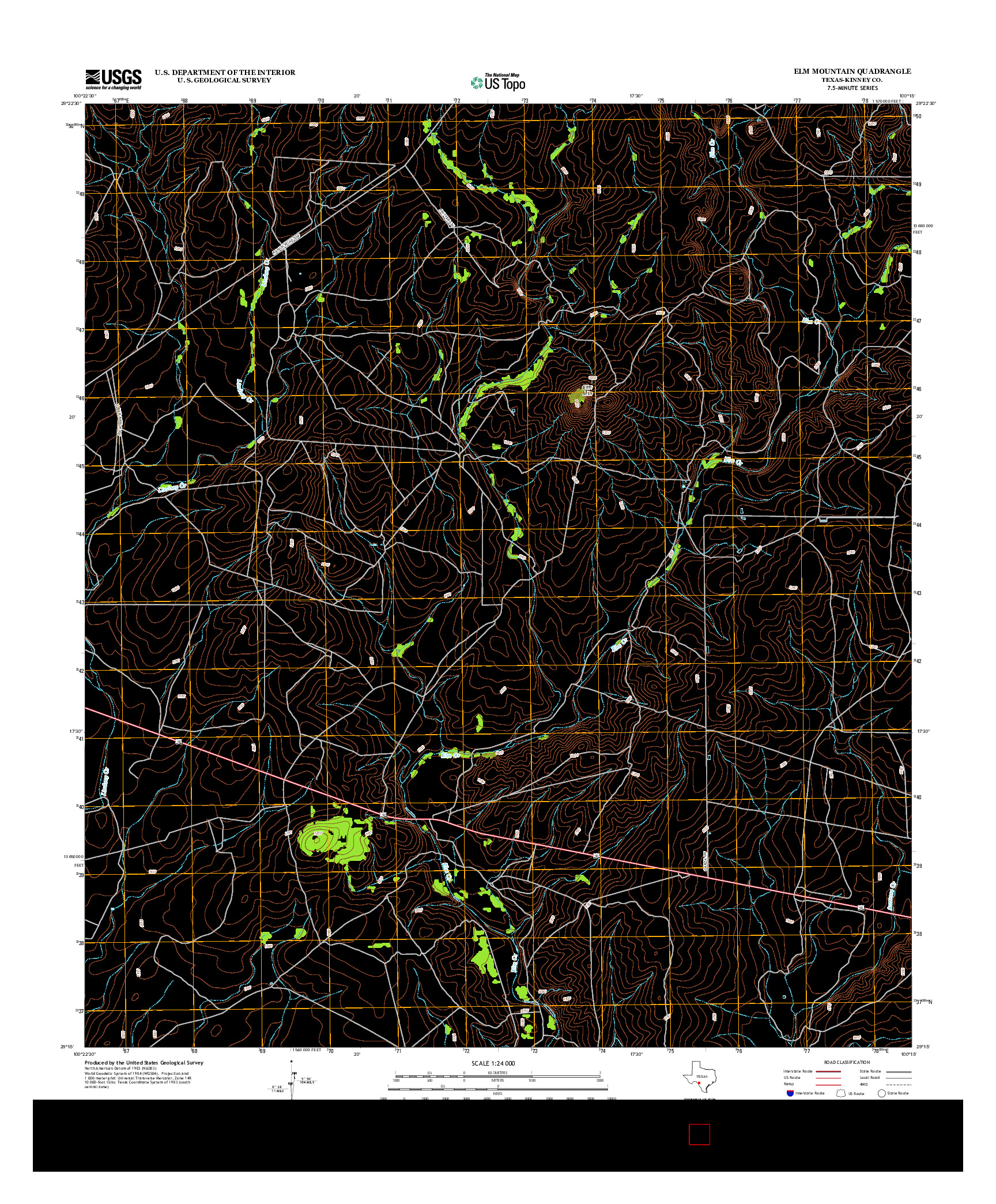 USGS US TOPO 7.5-MINUTE MAP FOR ELM MOUNTAIN, TX 2012