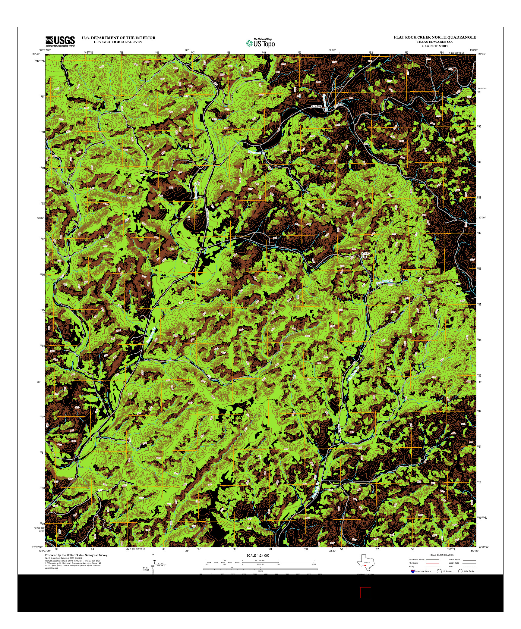 USGS US TOPO 7.5-MINUTE MAP FOR FLAT ROCK CREEK NORTH, TX 2012