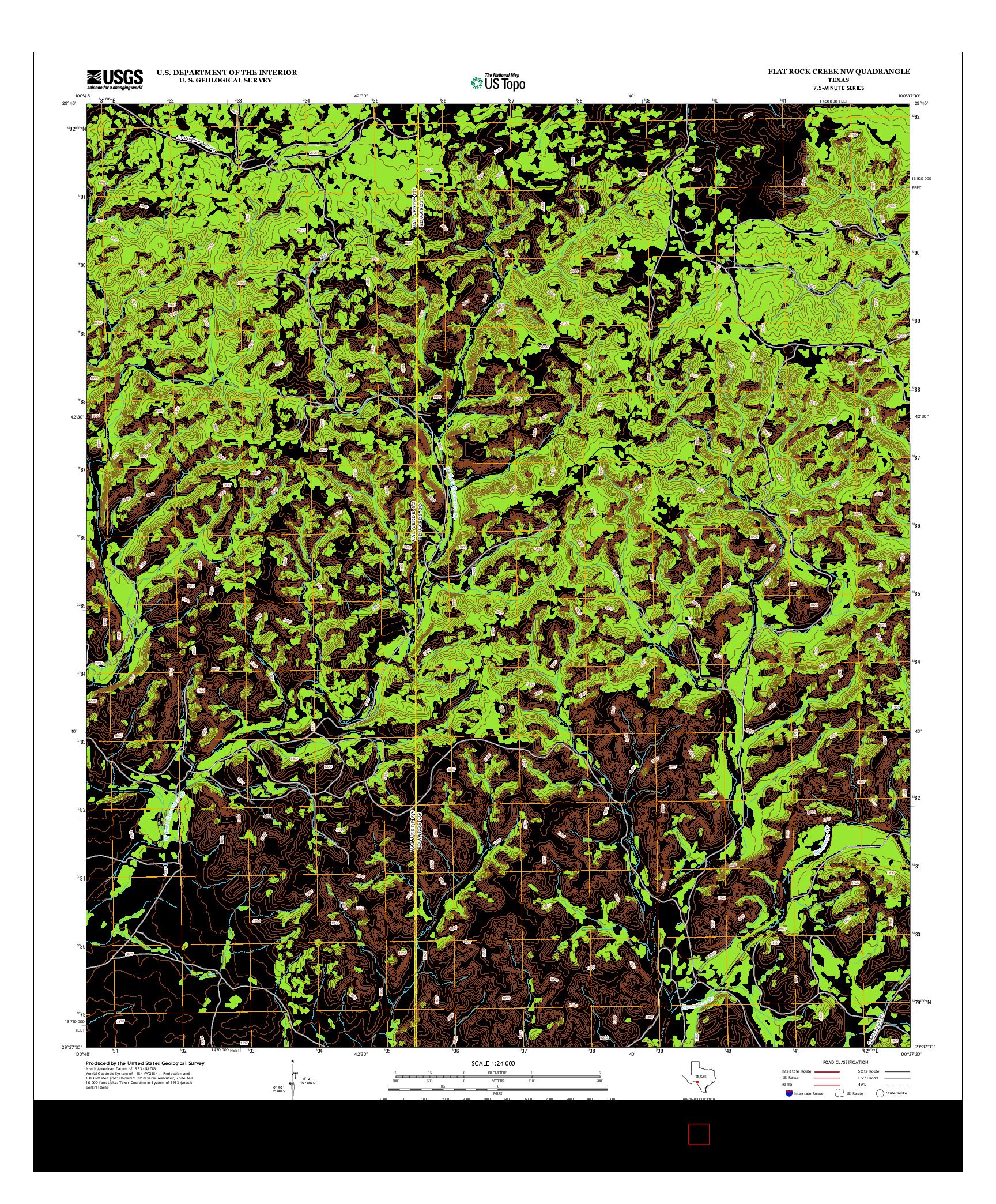 USGS US TOPO 7.5-MINUTE MAP FOR FLAT ROCK CREEK NW, TX 2012