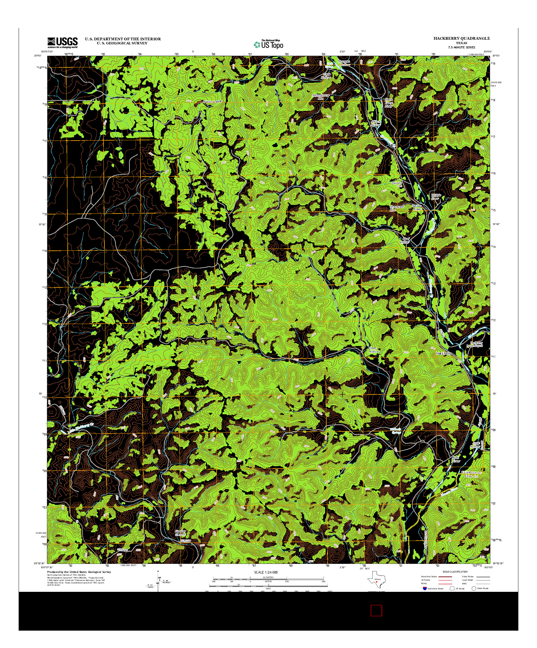 USGS US TOPO 7.5-MINUTE MAP FOR HACKBERRY, TX 2012
