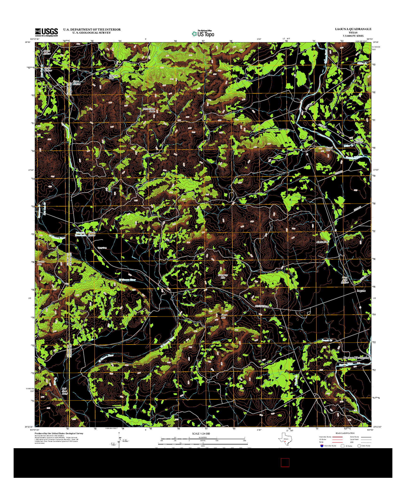 USGS US TOPO 7.5-MINUTE MAP FOR LAGUNA, TX 2012