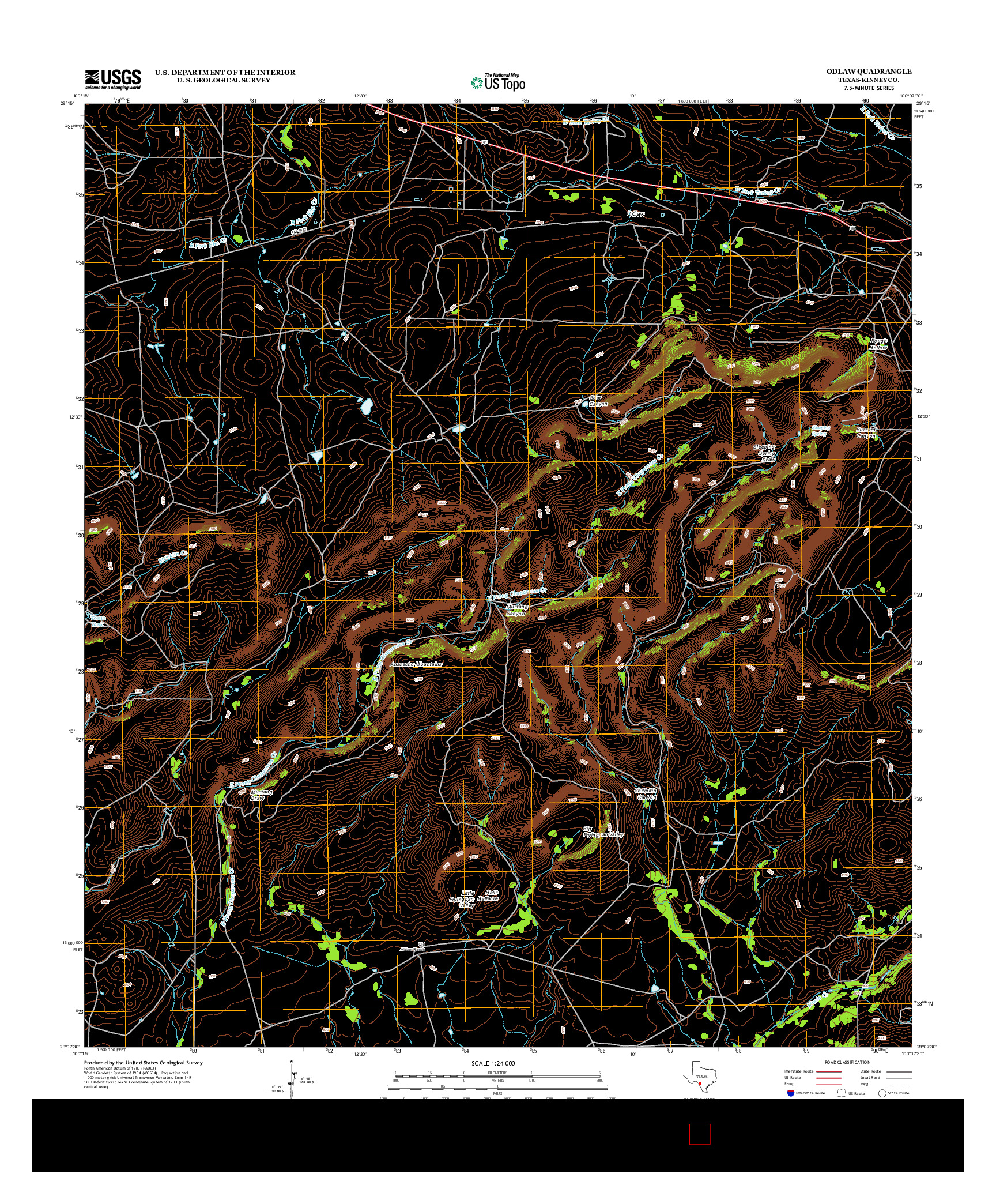 USGS US TOPO 7.5-MINUTE MAP FOR ODLAW, TX 2012