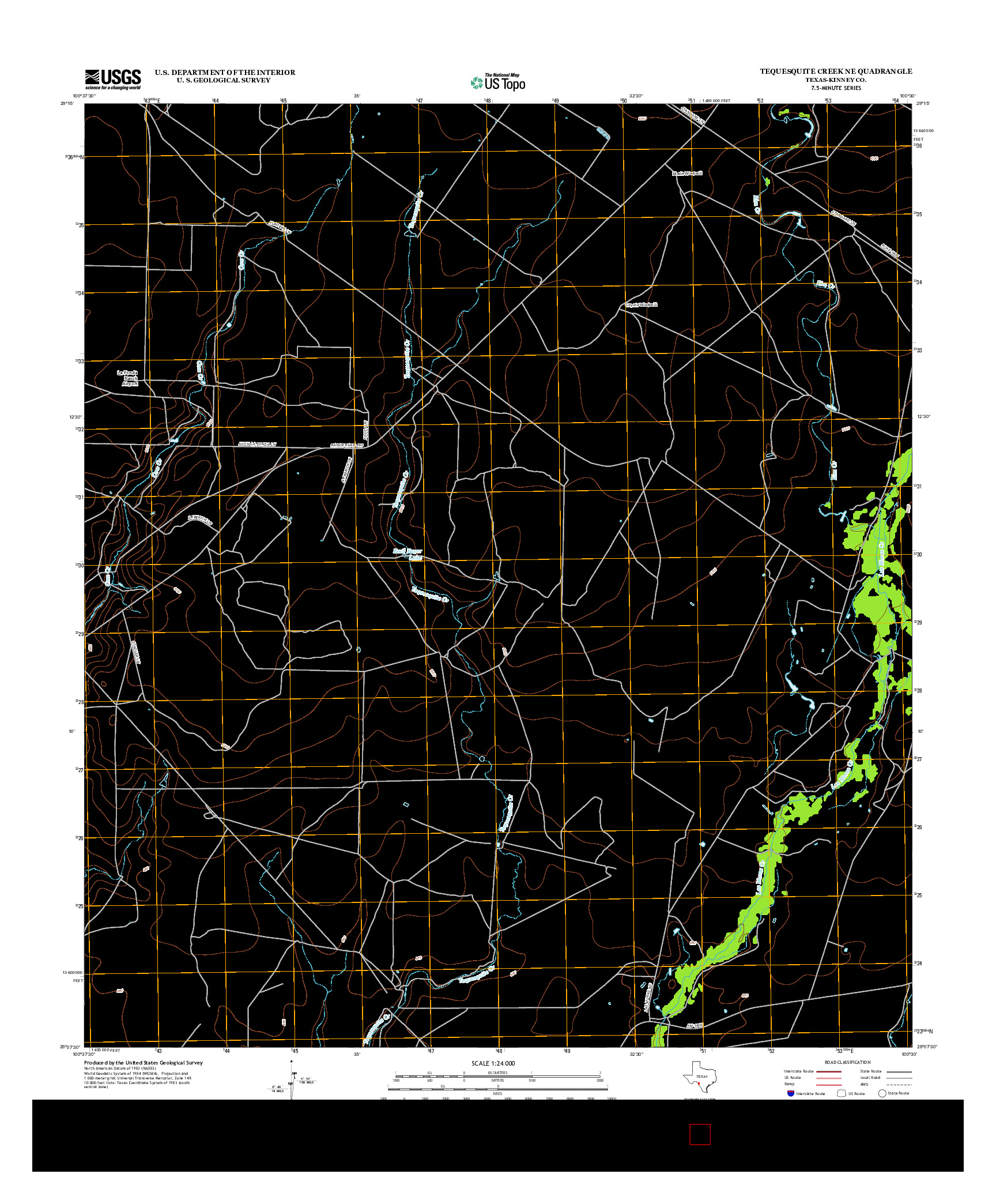 USGS US TOPO 7.5-MINUTE MAP FOR TEQUESQUITE CREEK NE, TX 2012