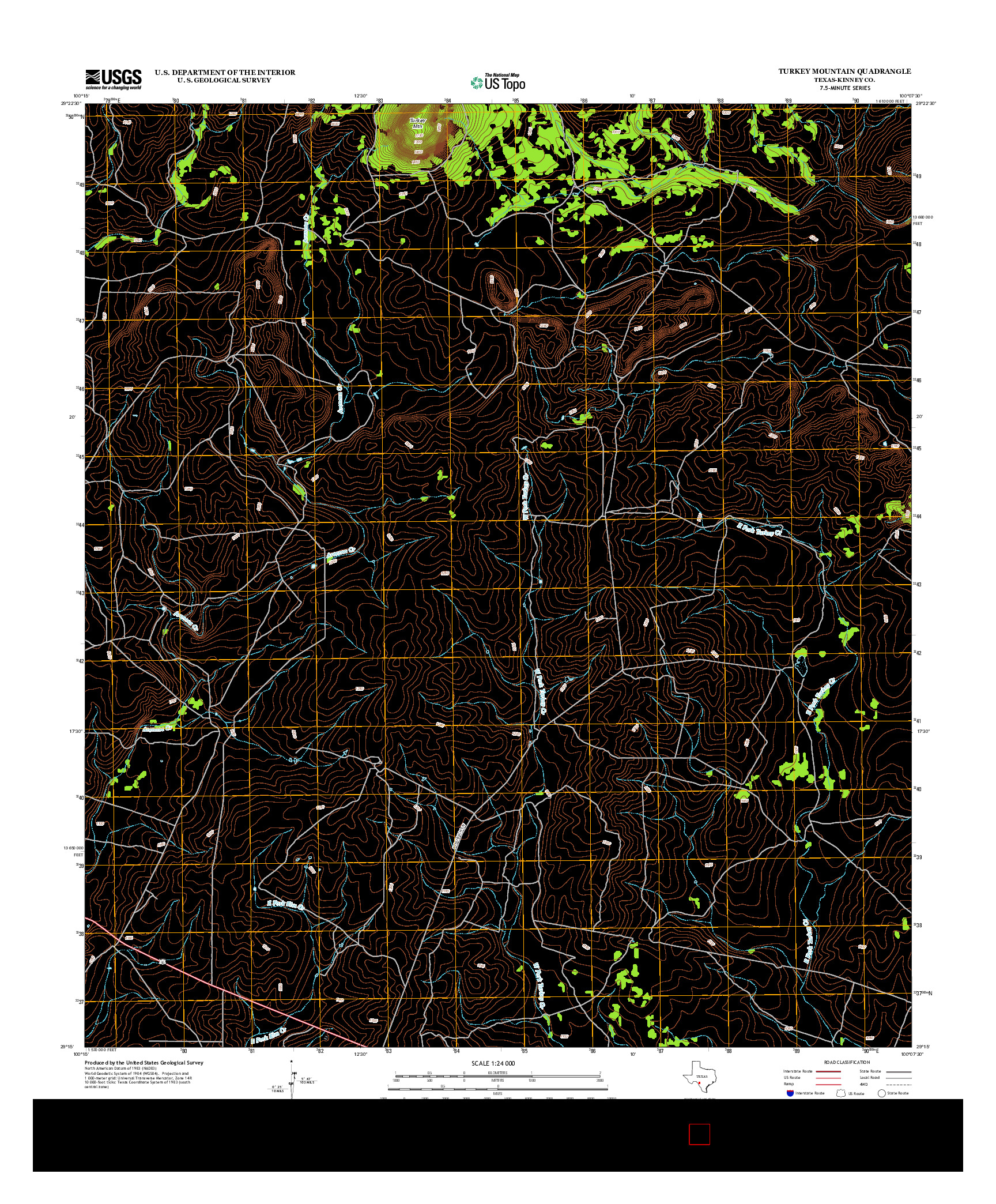 USGS US TOPO 7.5-MINUTE MAP FOR TURKEY MOUNTAIN, TX 2012