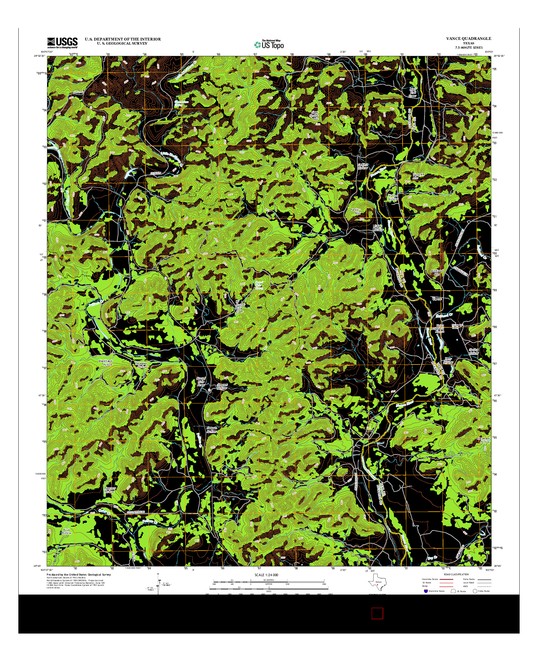 USGS US TOPO 7.5-MINUTE MAP FOR VANCE, TX 2012