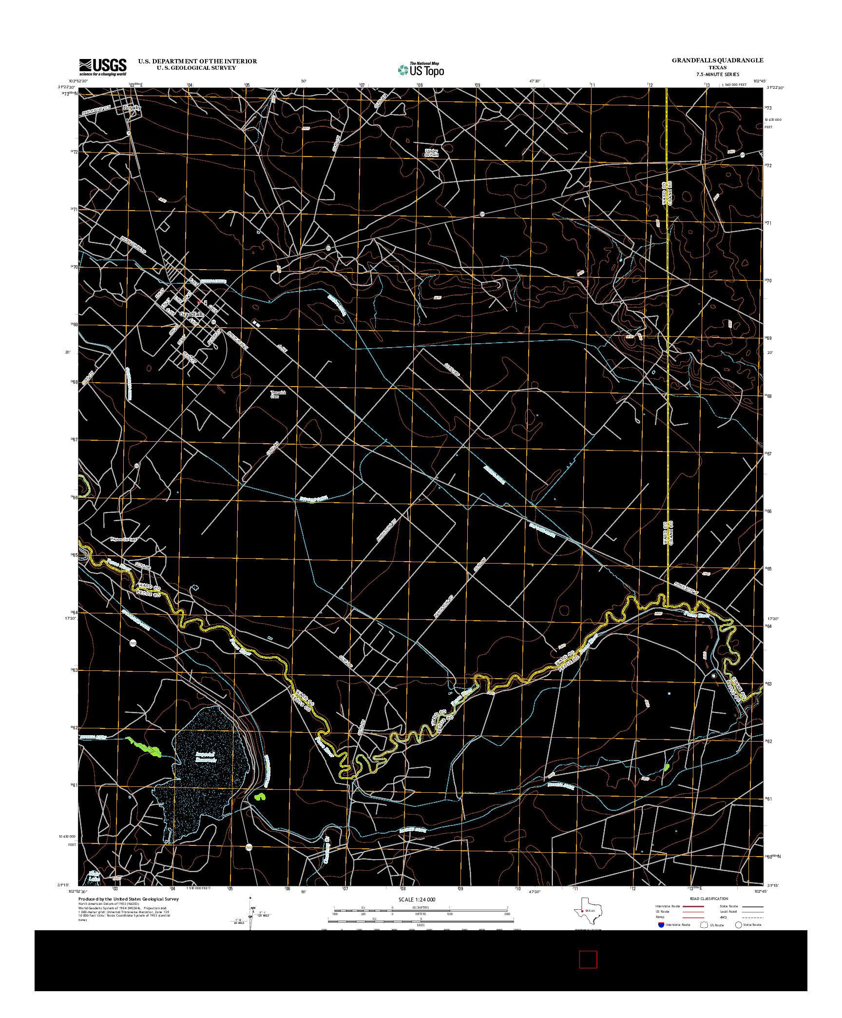 USGS US TOPO 7.5-MINUTE MAP FOR GRANDFALLS, TX 2013