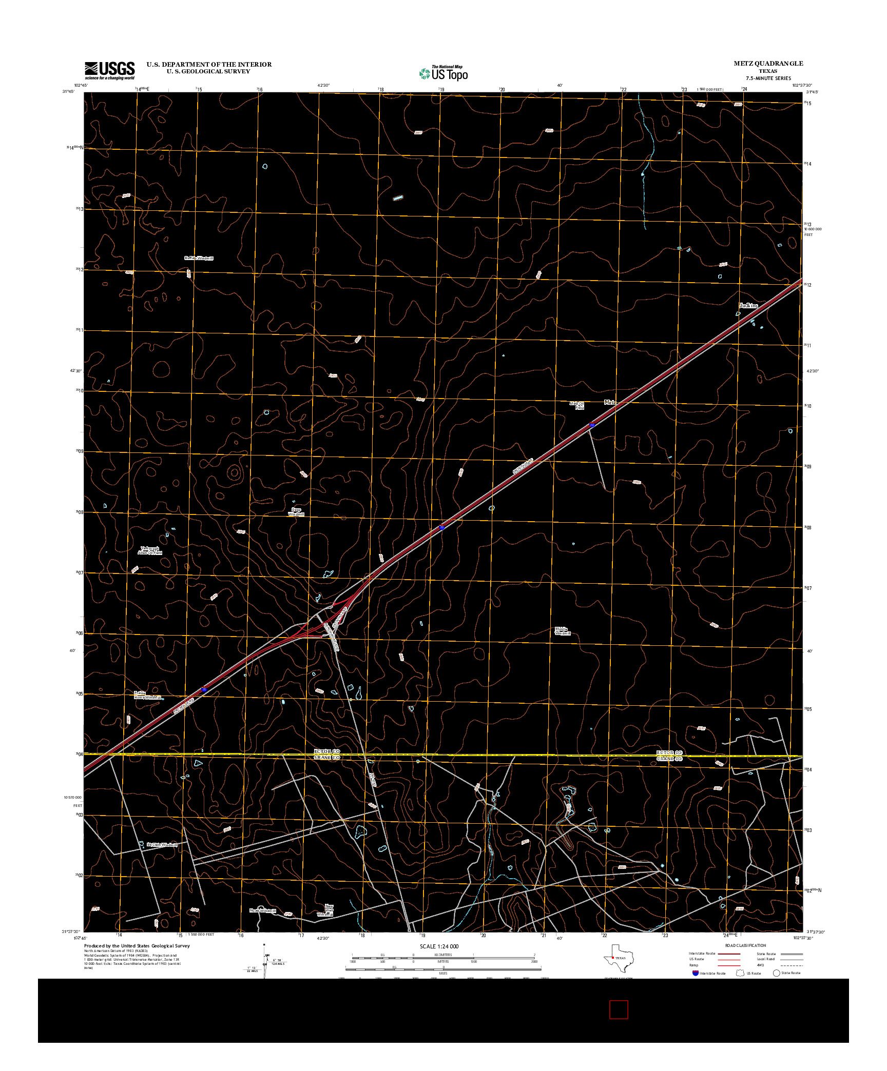 USGS US TOPO 7.5-MINUTE MAP FOR METZ, TX 2013