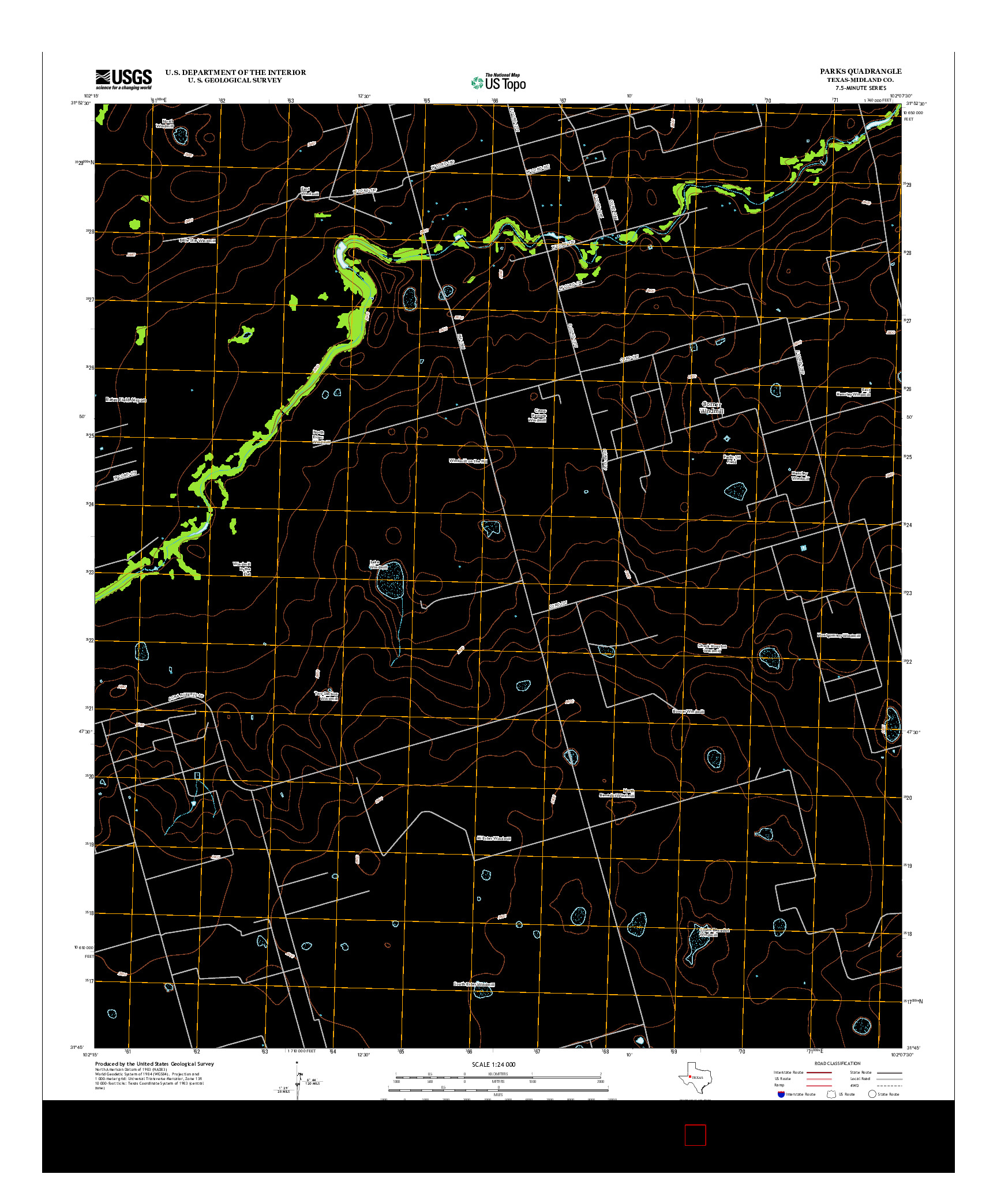 USGS US TOPO 7.5-MINUTE MAP FOR PARKS, TX 2013