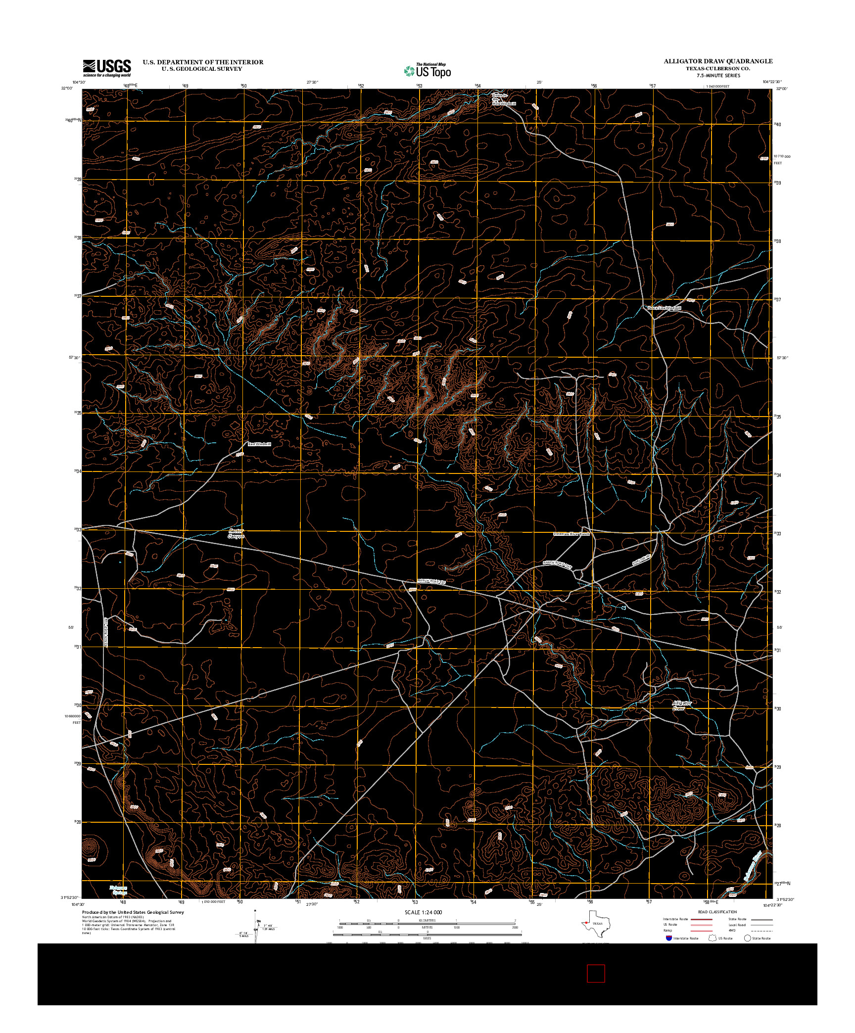 USGS US TOPO 7.5-MINUTE MAP FOR ALLIGATOR DRAW, TX 2013