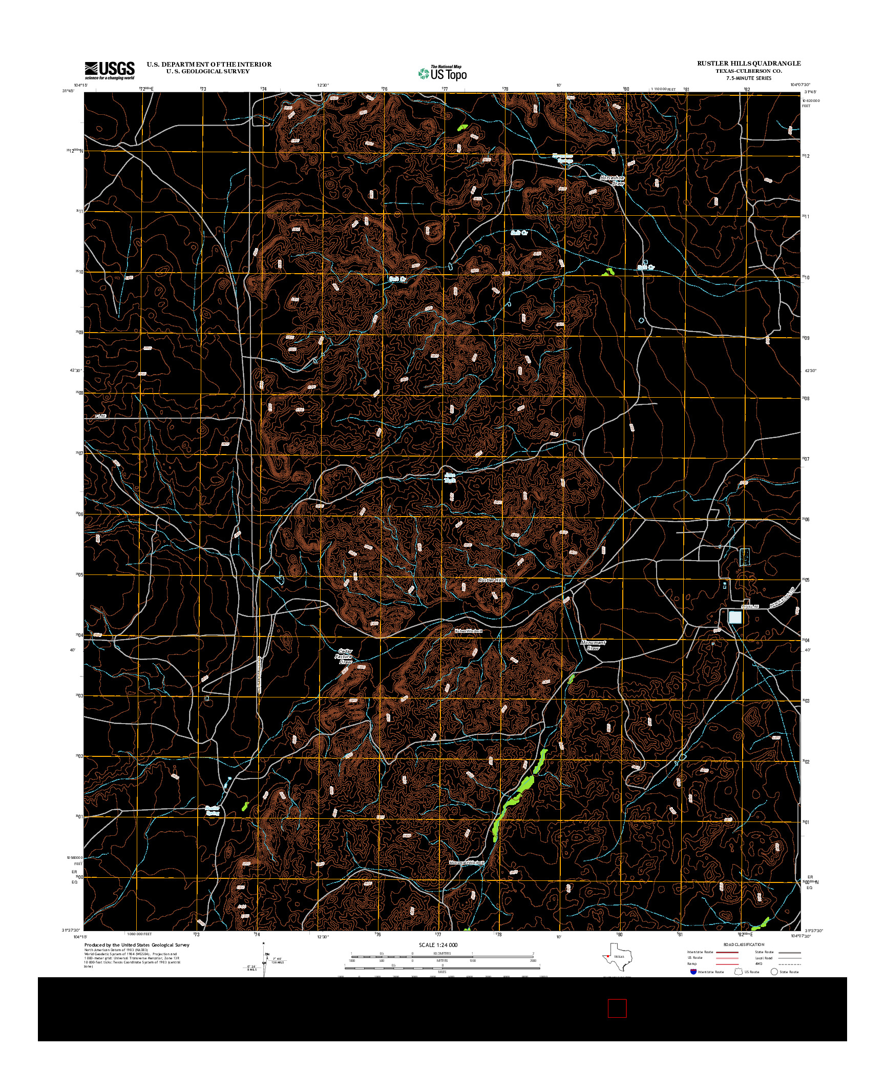 USGS US TOPO 7.5-MINUTE MAP FOR RUSTLER HILLS, TX 2013