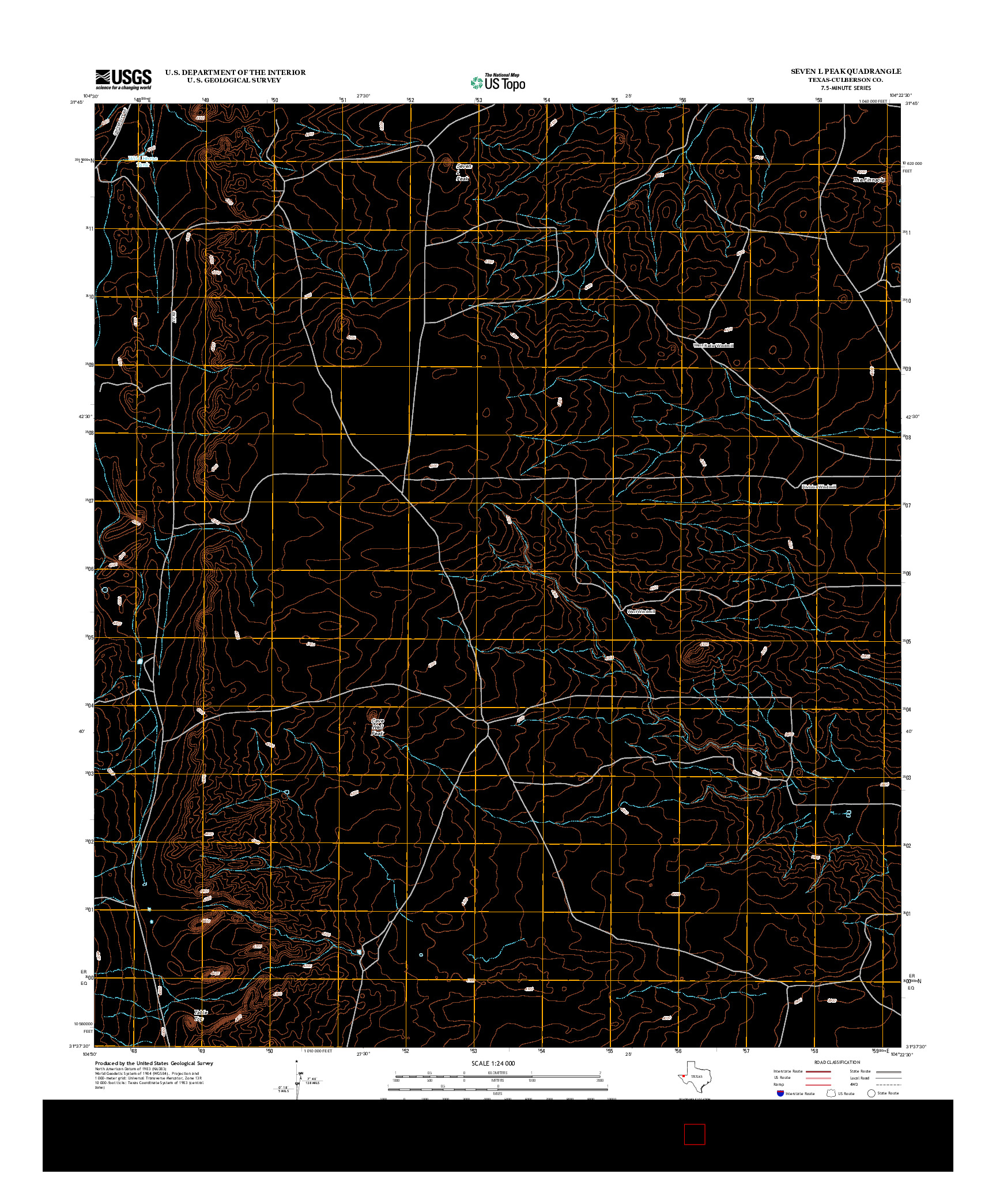 USGS US TOPO 7.5-MINUTE MAP FOR SEVEN L PEAK, TX 2013