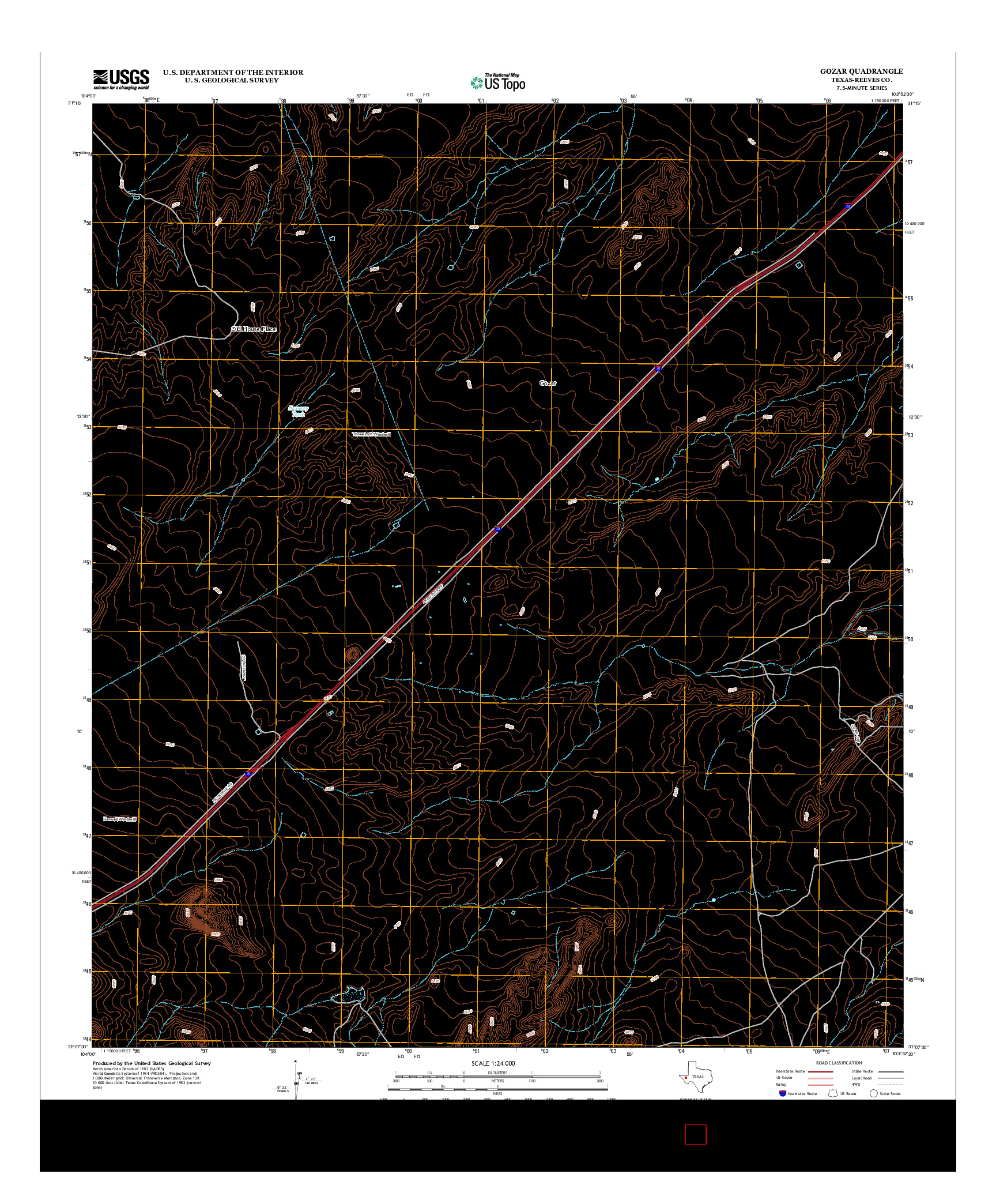 USGS US TOPO 7.5-MINUTE MAP FOR GOZAR, TX 2013