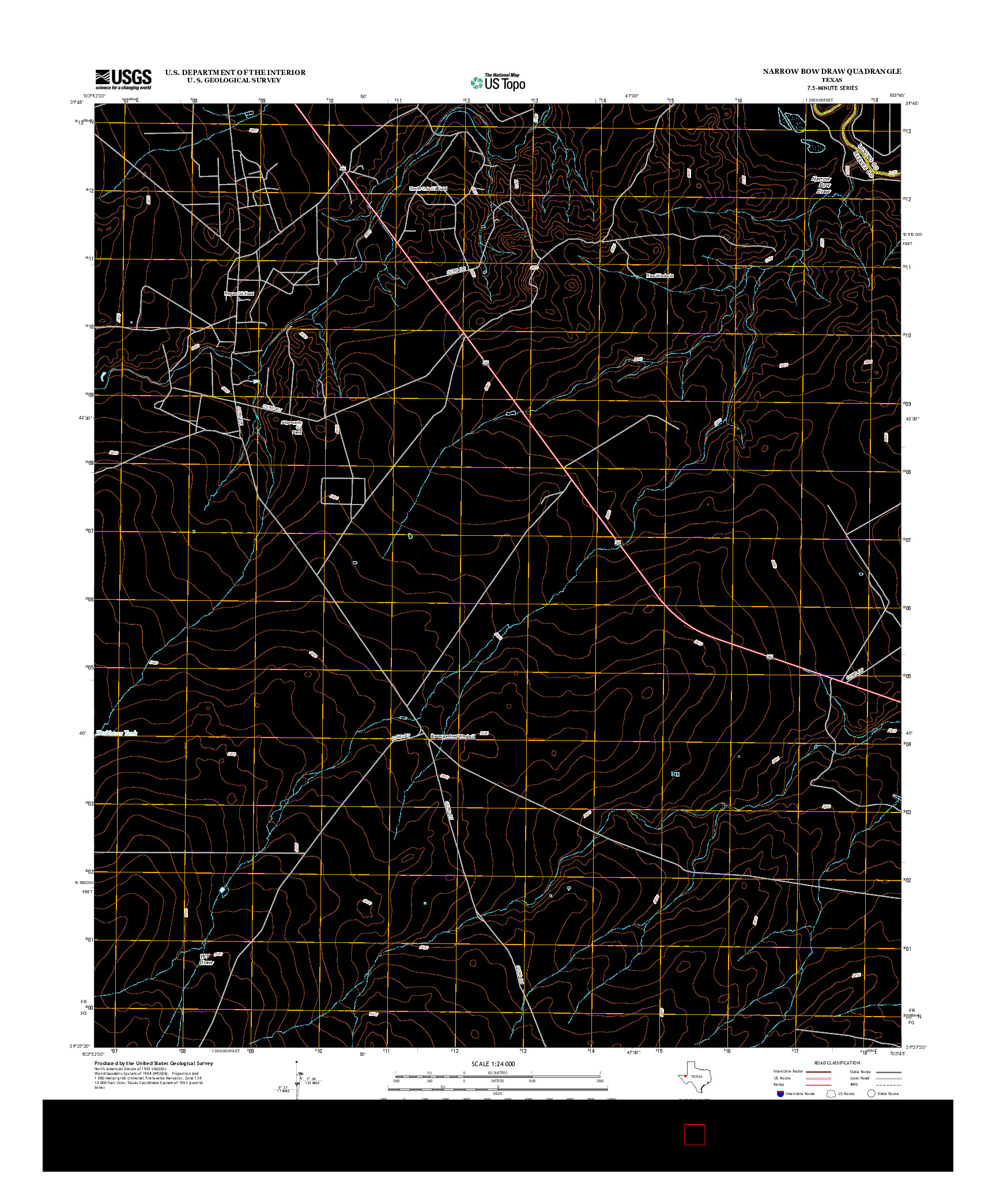 USGS US TOPO 7.5-MINUTE MAP FOR NARROW BOW DRAW, TX 2013