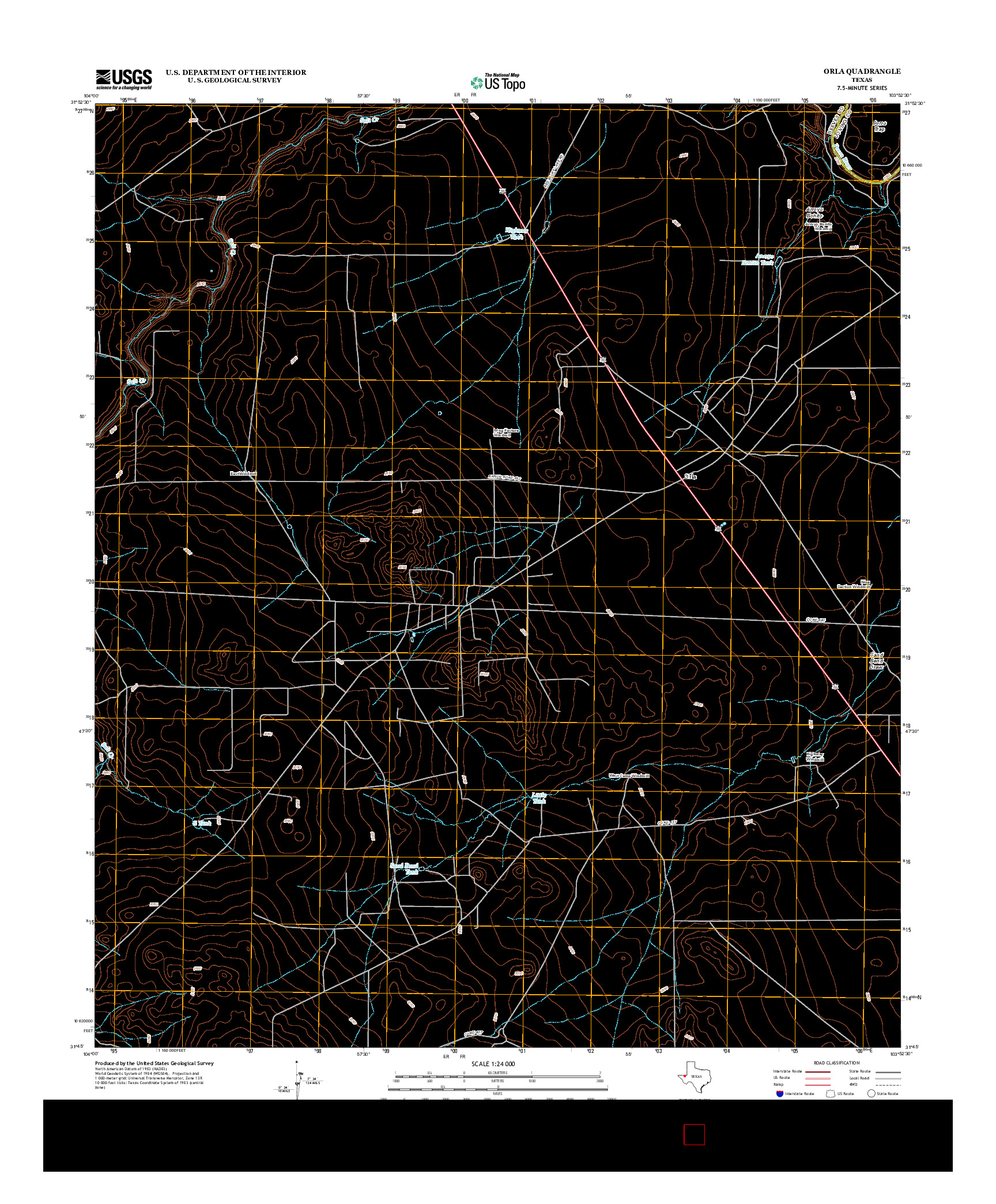 USGS US TOPO 7.5-MINUTE MAP FOR ORLA, TX 2013