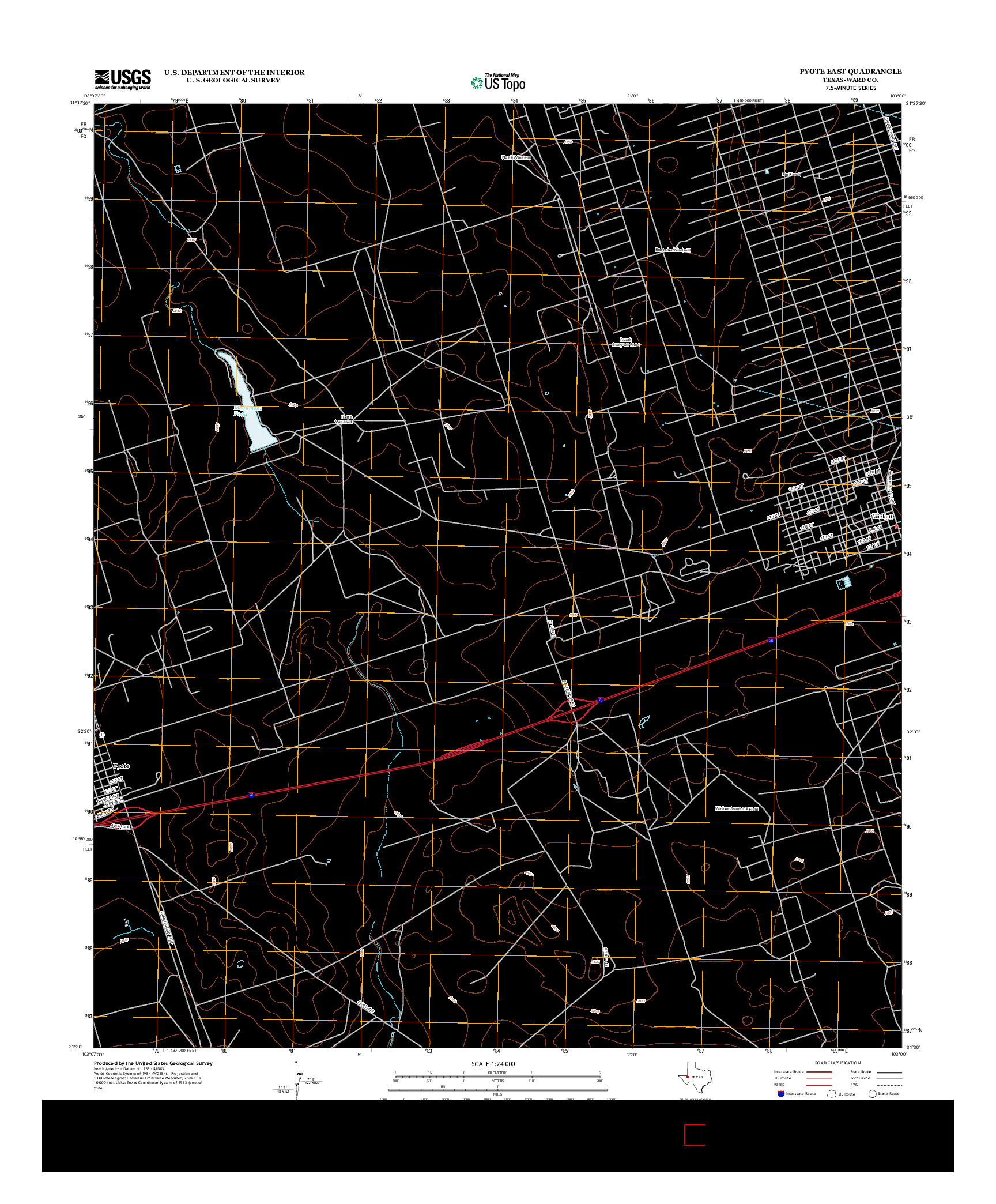 USGS US TOPO 7.5-MINUTE MAP FOR PYOTE EAST, TX 2013