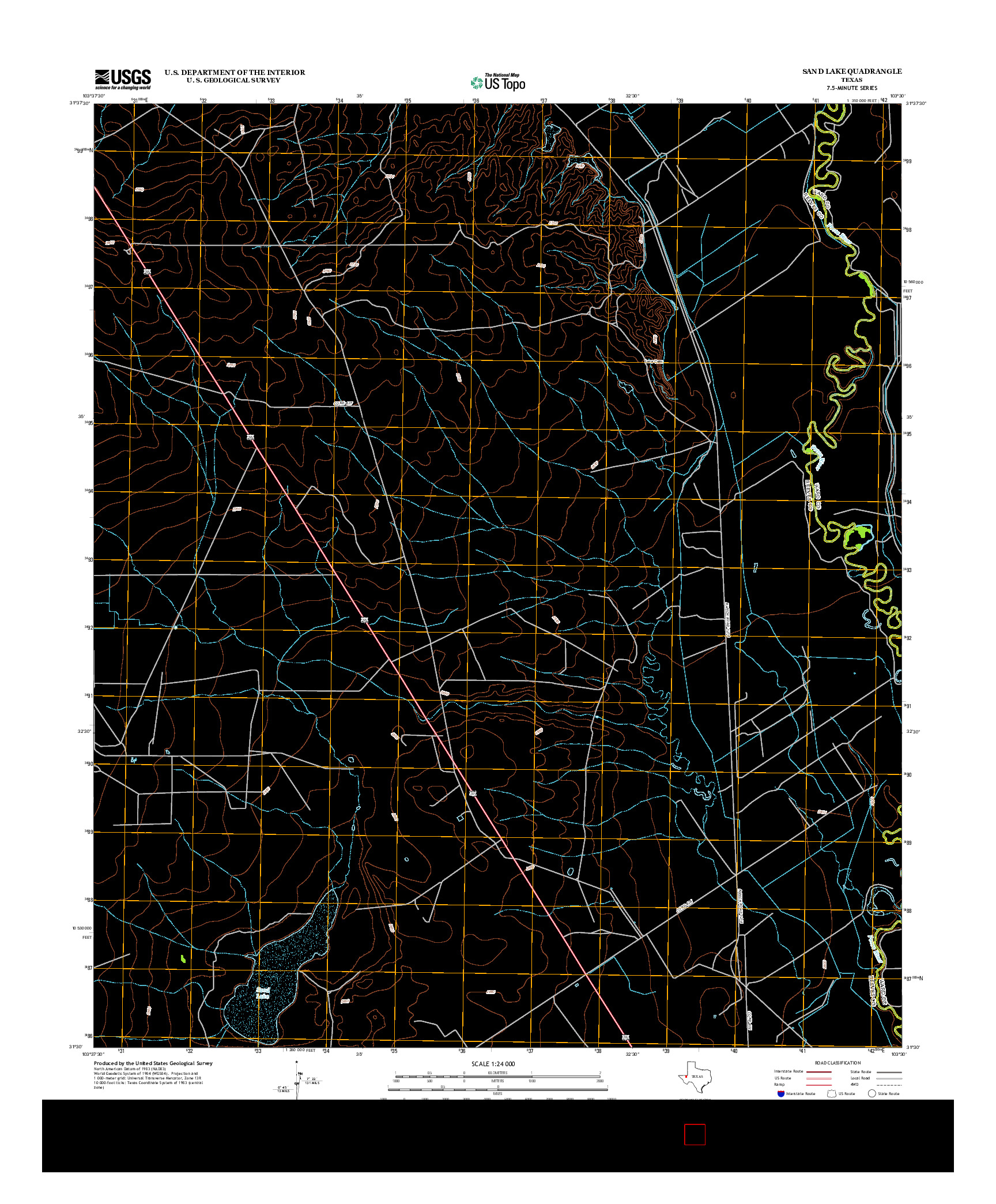 USGS US TOPO 7.5-MINUTE MAP FOR SAND LAKE, TX 2013