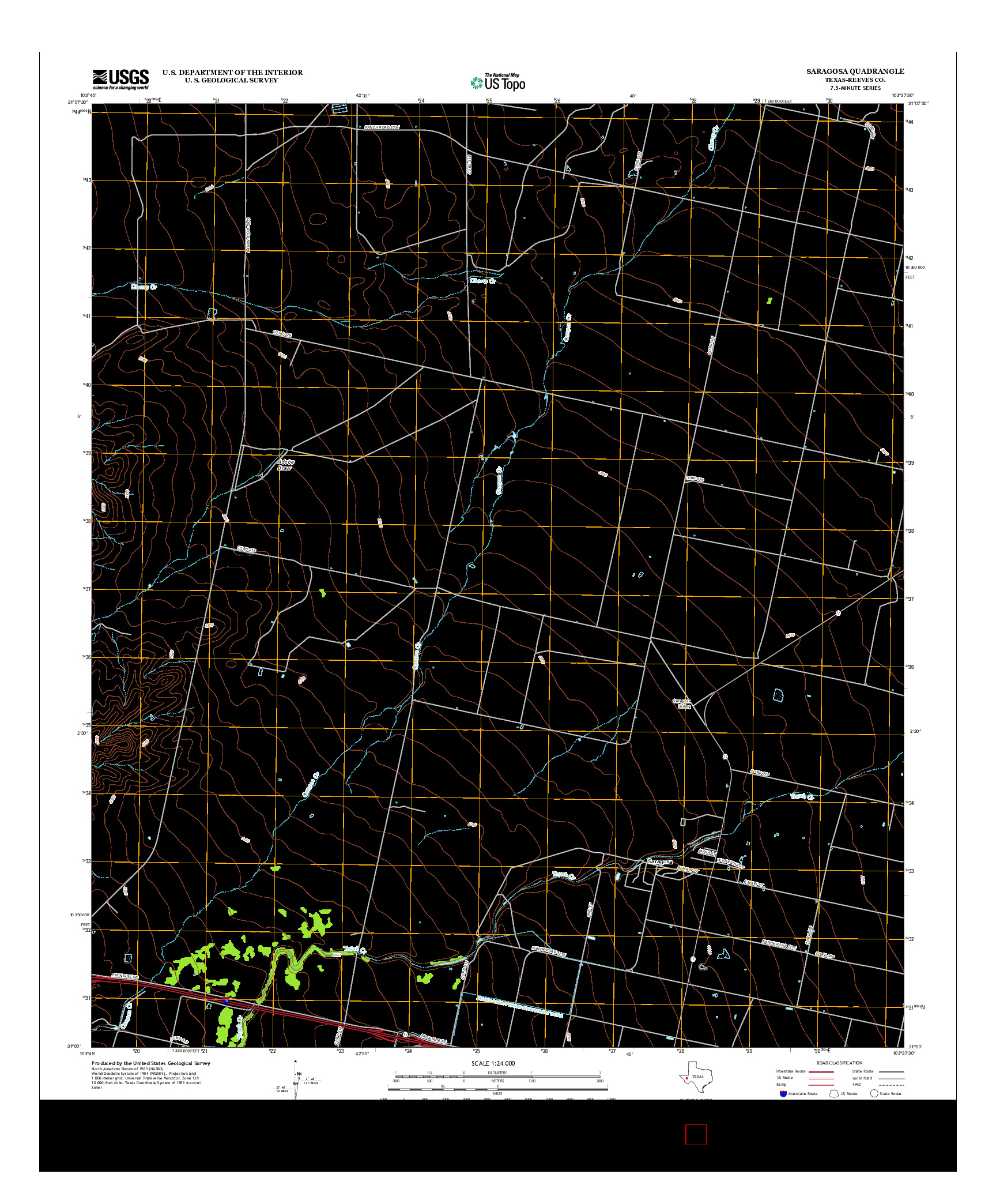 USGS US TOPO 7.5-MINUTE MAP FOR SARAGOSA, TX 2013