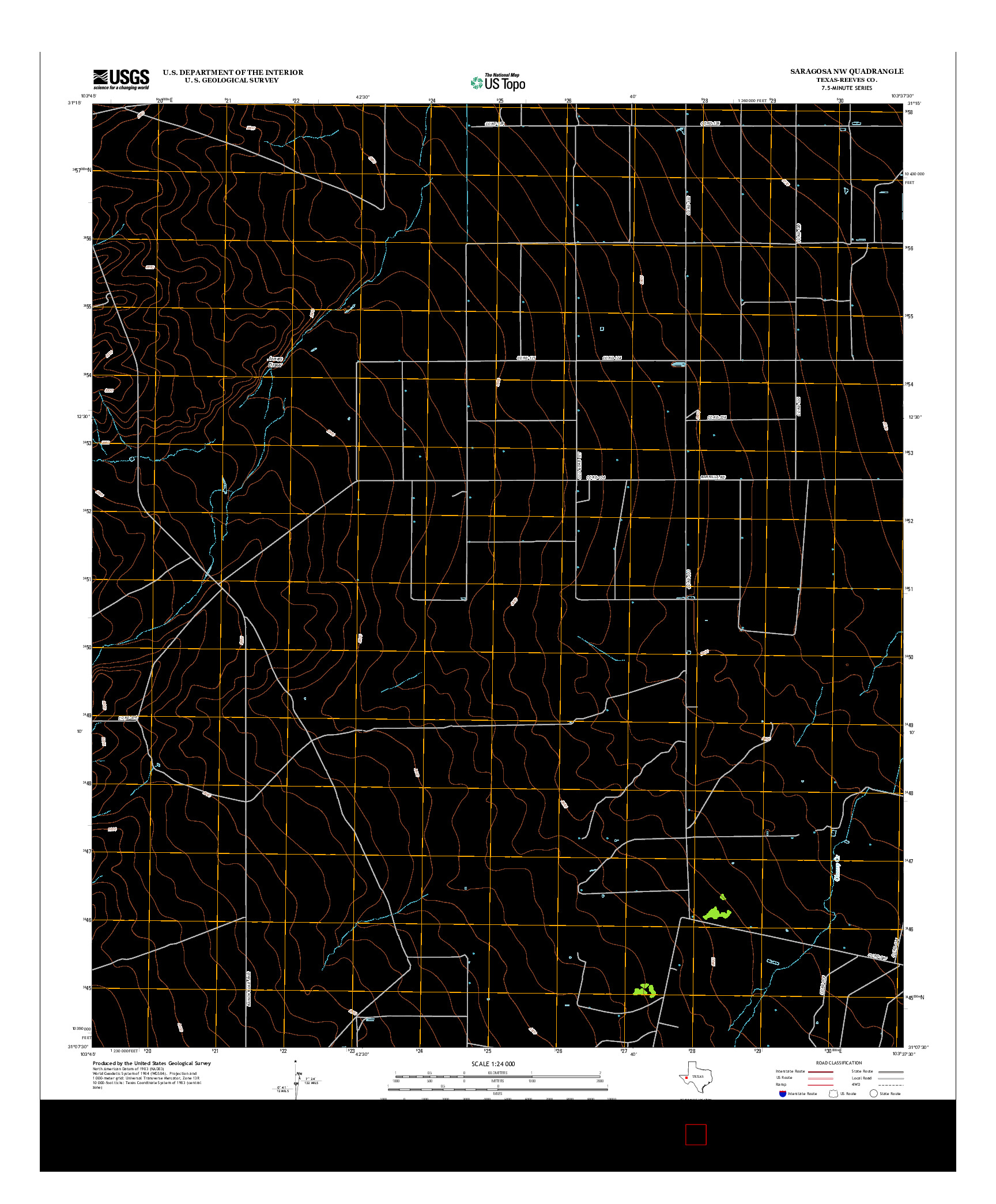USGS US TOPO 7.5-MINUTE MAP FOR SARAGOSA NW, TX 2013