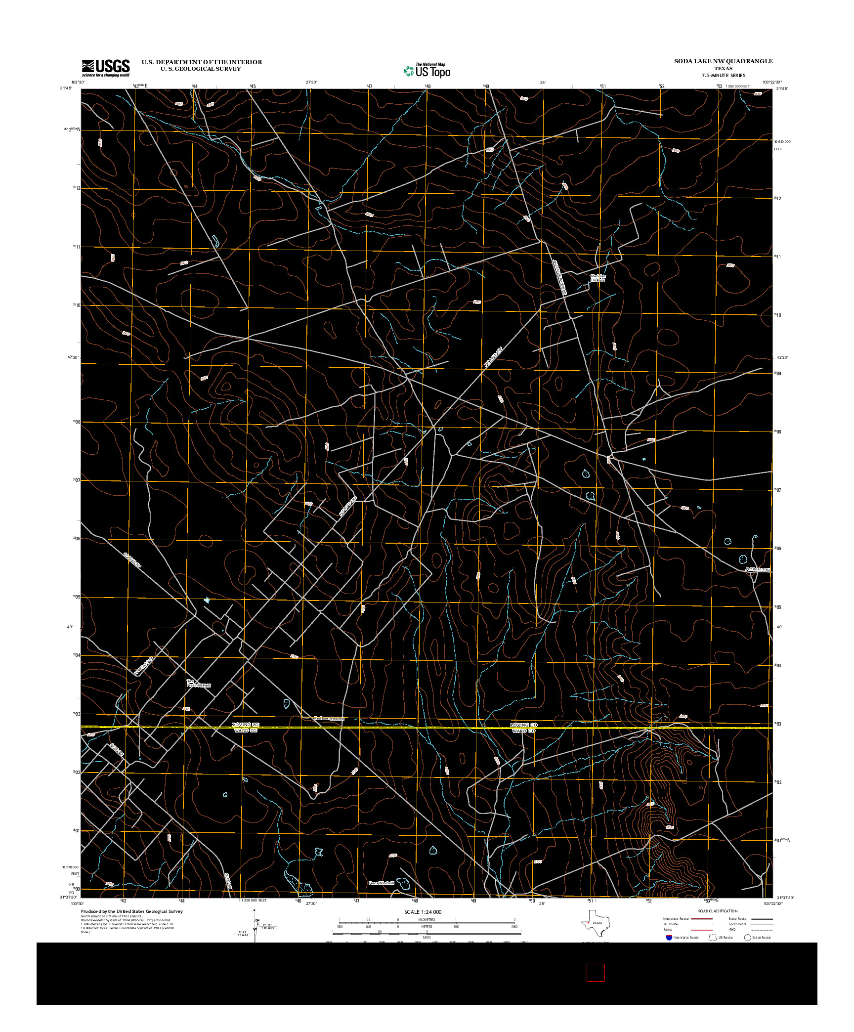 USGS US TOPO 7.5-MINUTE MAP FOR SODA LAKE NW, TX 2013