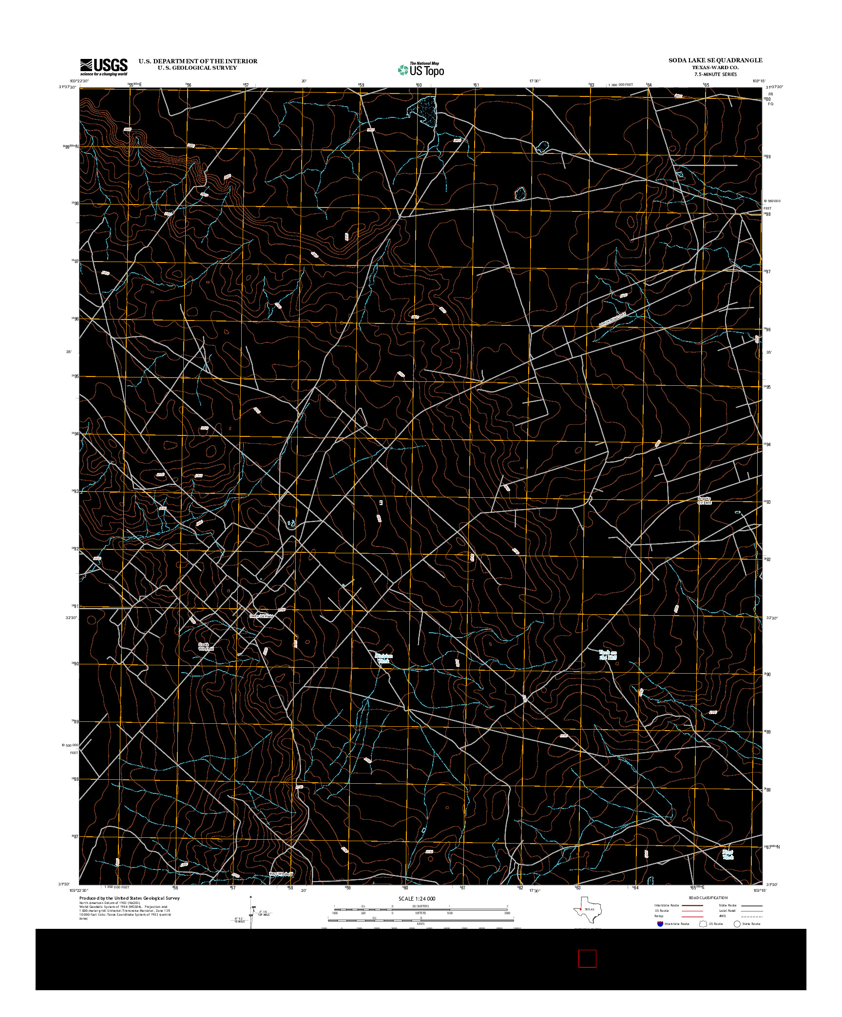 USGS US TOPO 7.5-MINUTE MAP FOR SODA LAKE SE, TX 2013