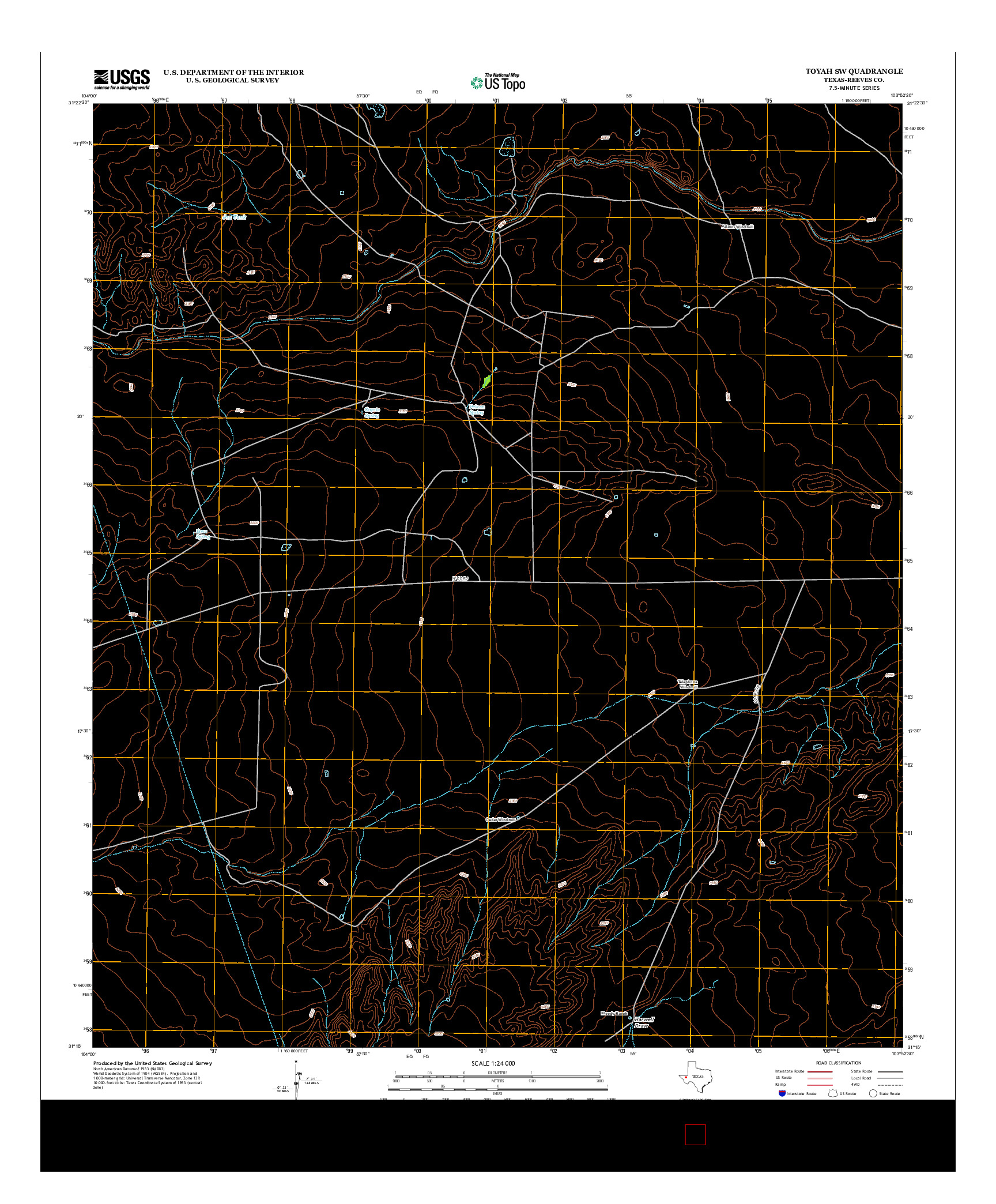 USGS US TOPO 7.5-MINUTE MAP FOR TOYAH SW, TX 2013