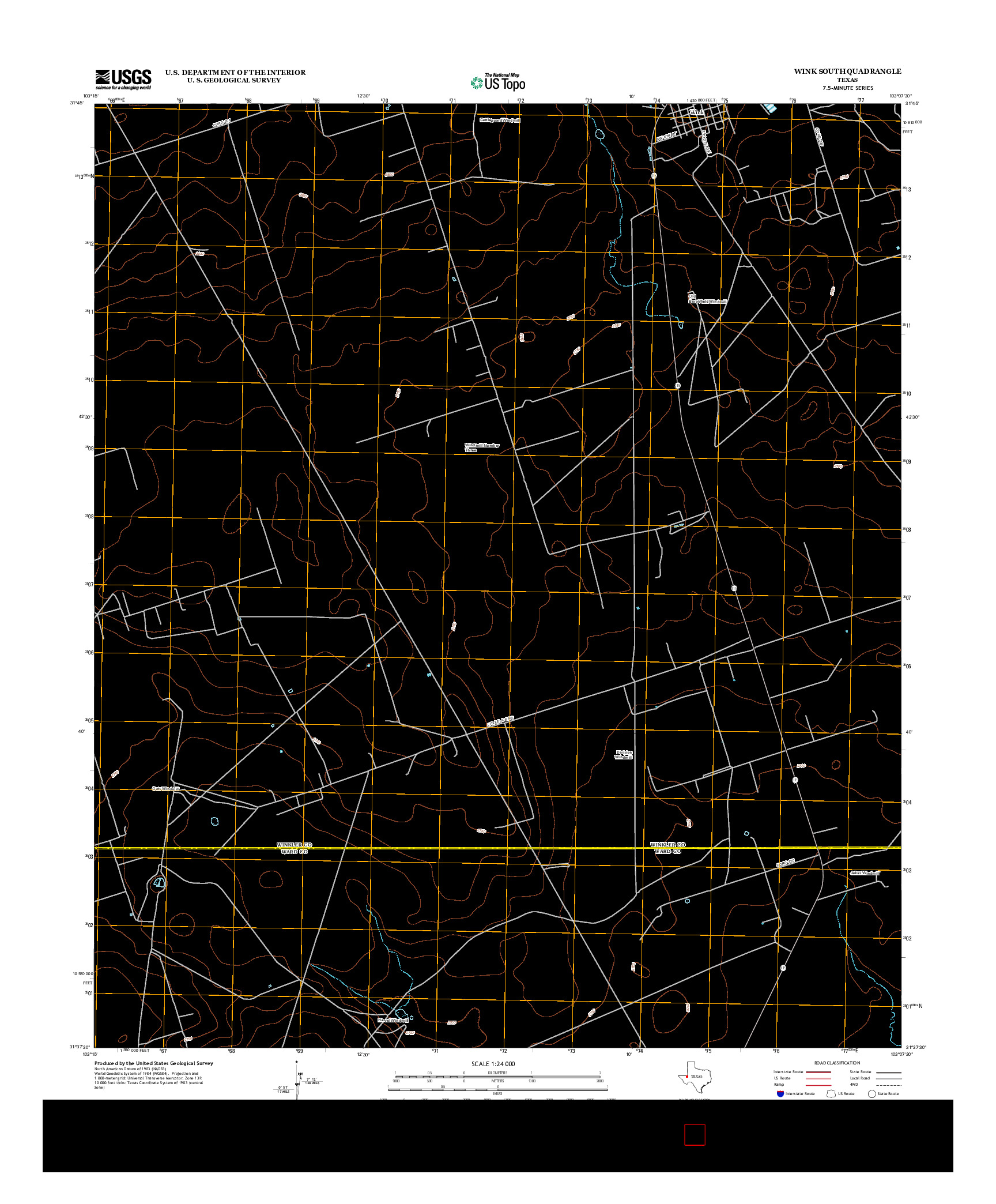 USGS US TOPO 7.5-MINUTE MAP FOR WINK SOUTH, TX 2013