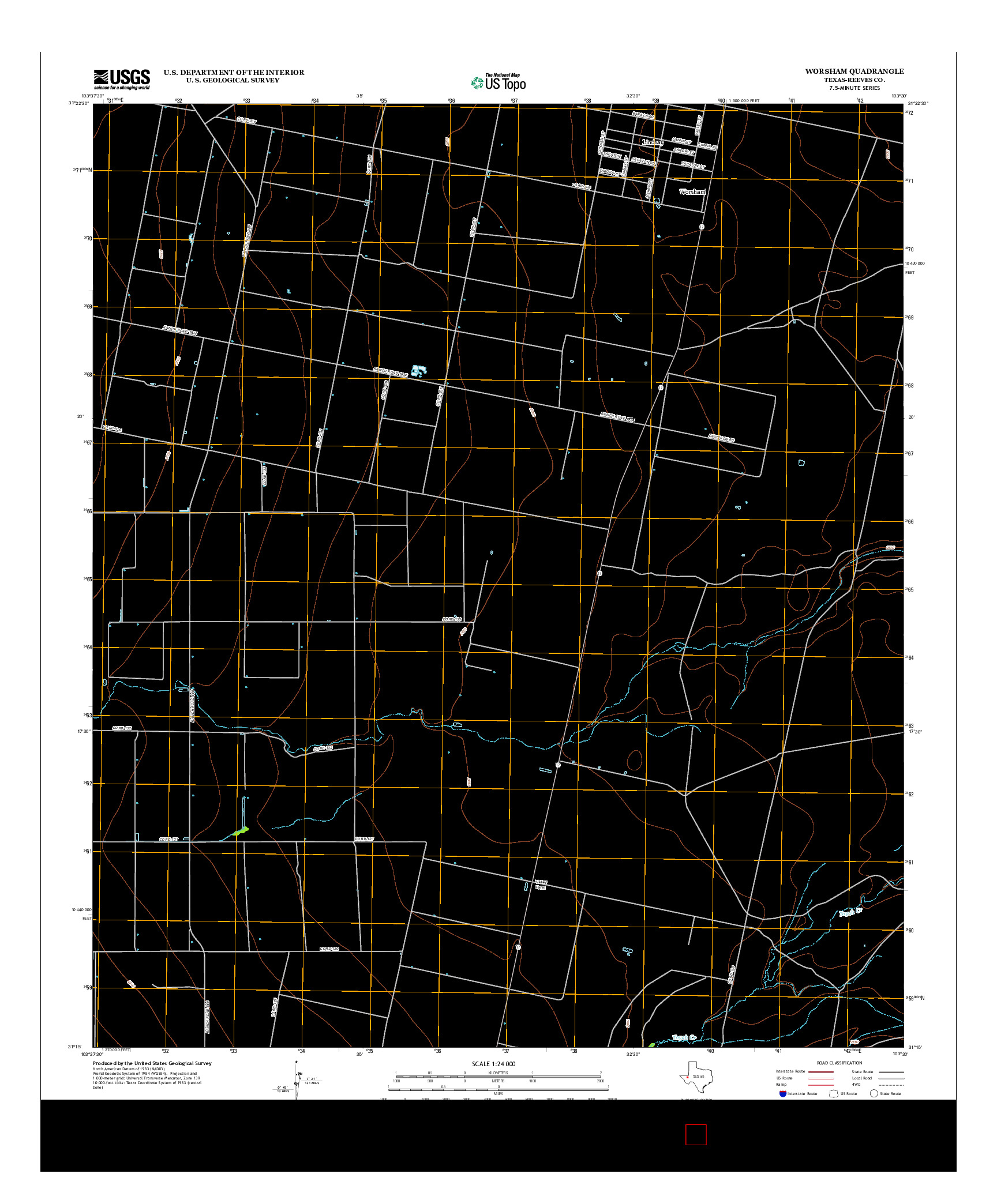 USGS US TOPO 7.5-MINUTE MAP FOR WORSHAM, TX 2013