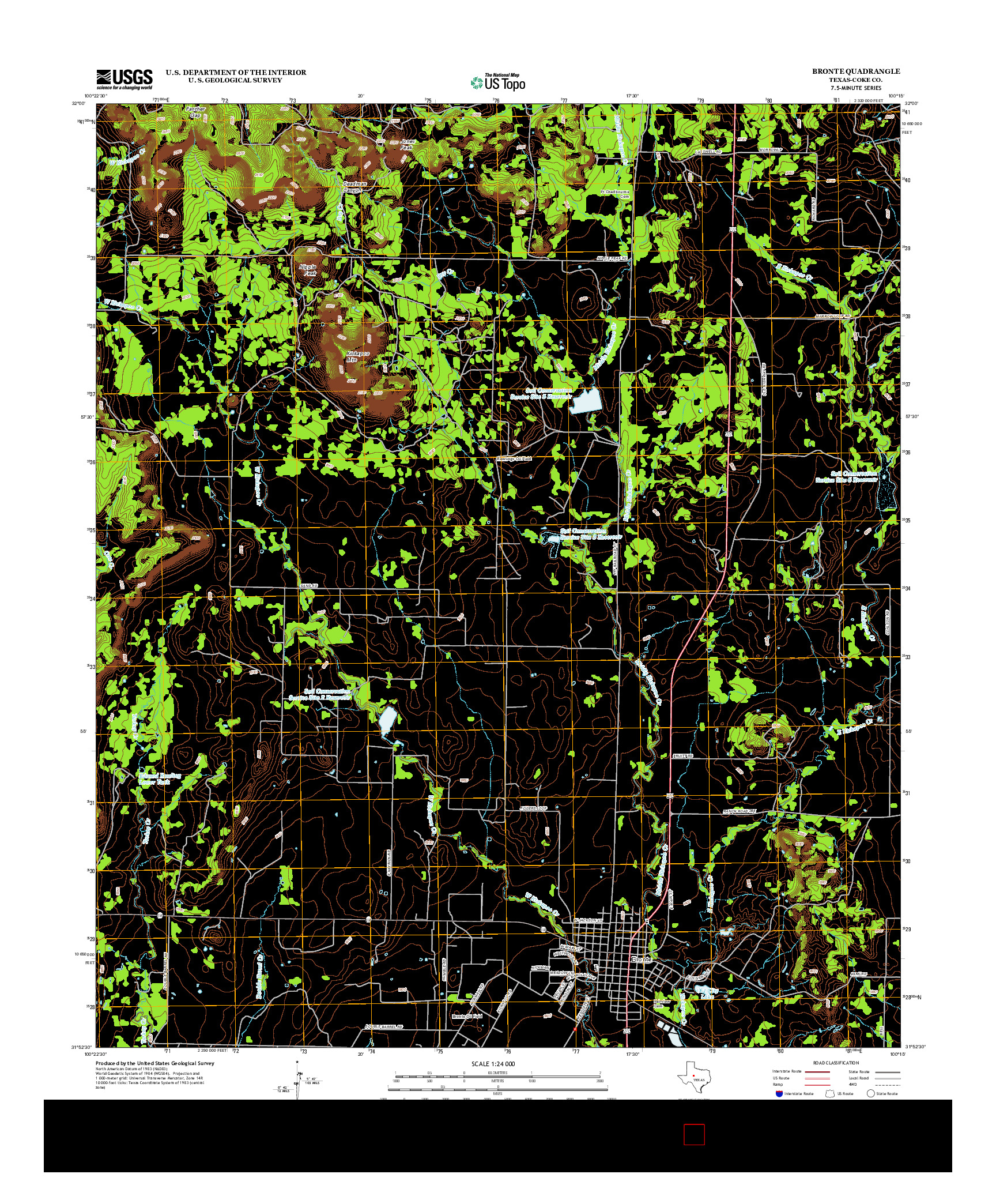 USGS US TOPO 7.5-MINUTE MAP FOR BRONTE, TX 2013