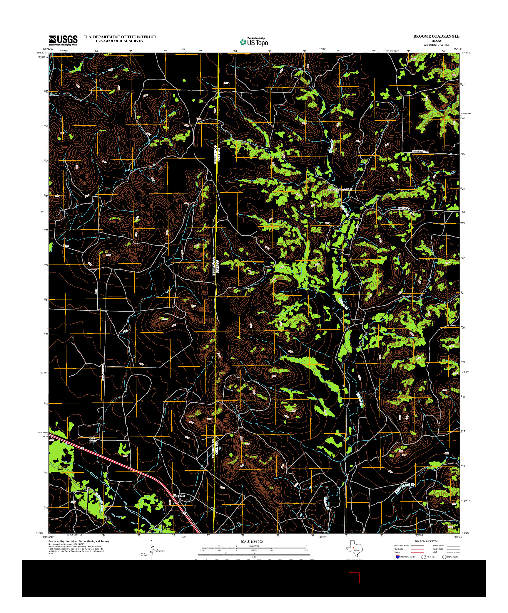 USGS US TOPO 7.5-MINUTE MAP FOR BROOME, TX 2013