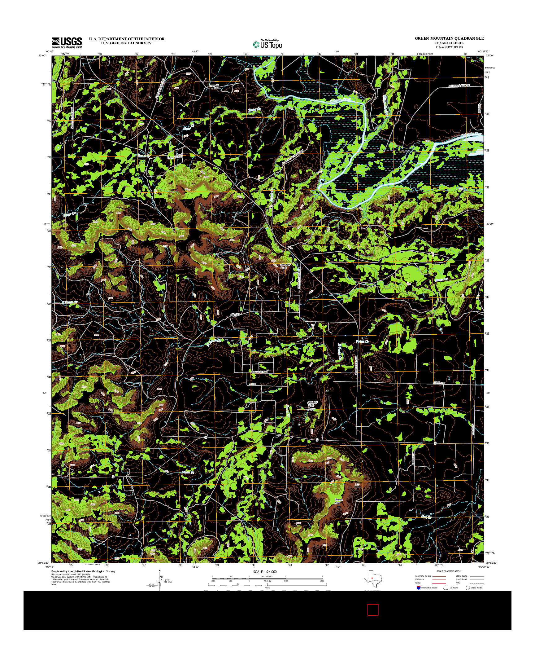 USGS US TOPO 7.5-MINUTE MAP FOR GREEN MOUNTAIN, TX 2013