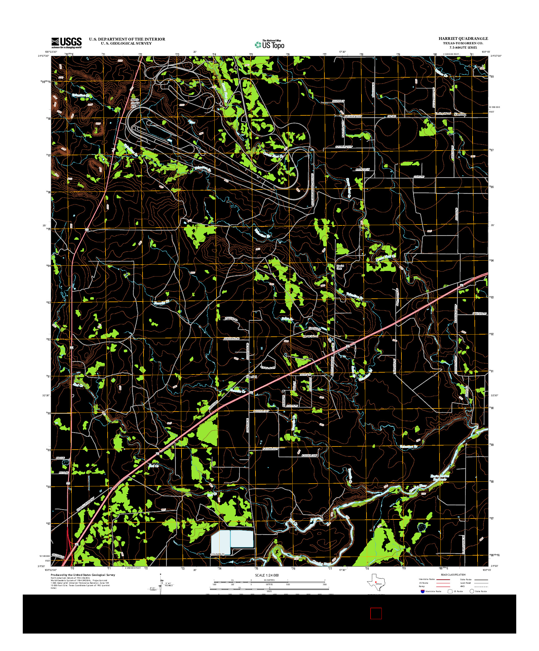 USGS US TOPO 7.5-MINUTE MAP FOR HARRIET, TX 2013