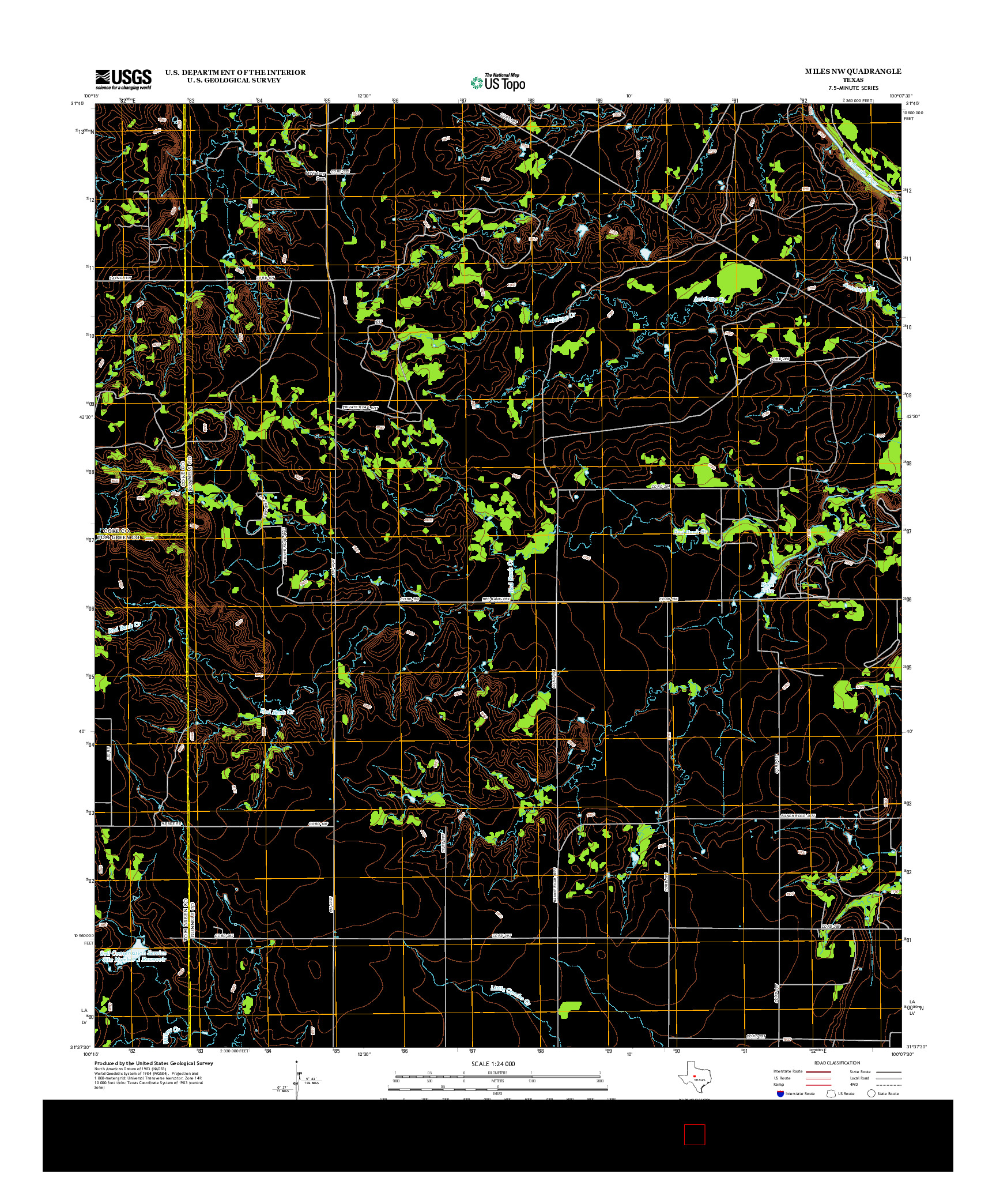 USGS US TOPO 7.5-MINUTE MAP FOR MILES NW, TX 2013