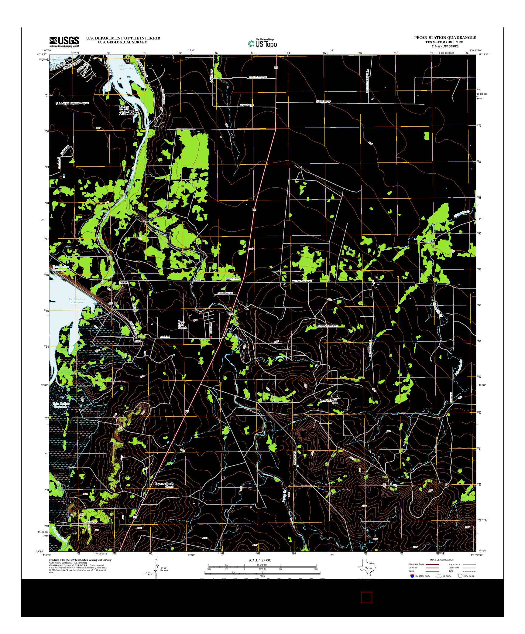 USGS US TOPO 7.5-MINUTE MAP FOR PECAN STATION, TX 2013